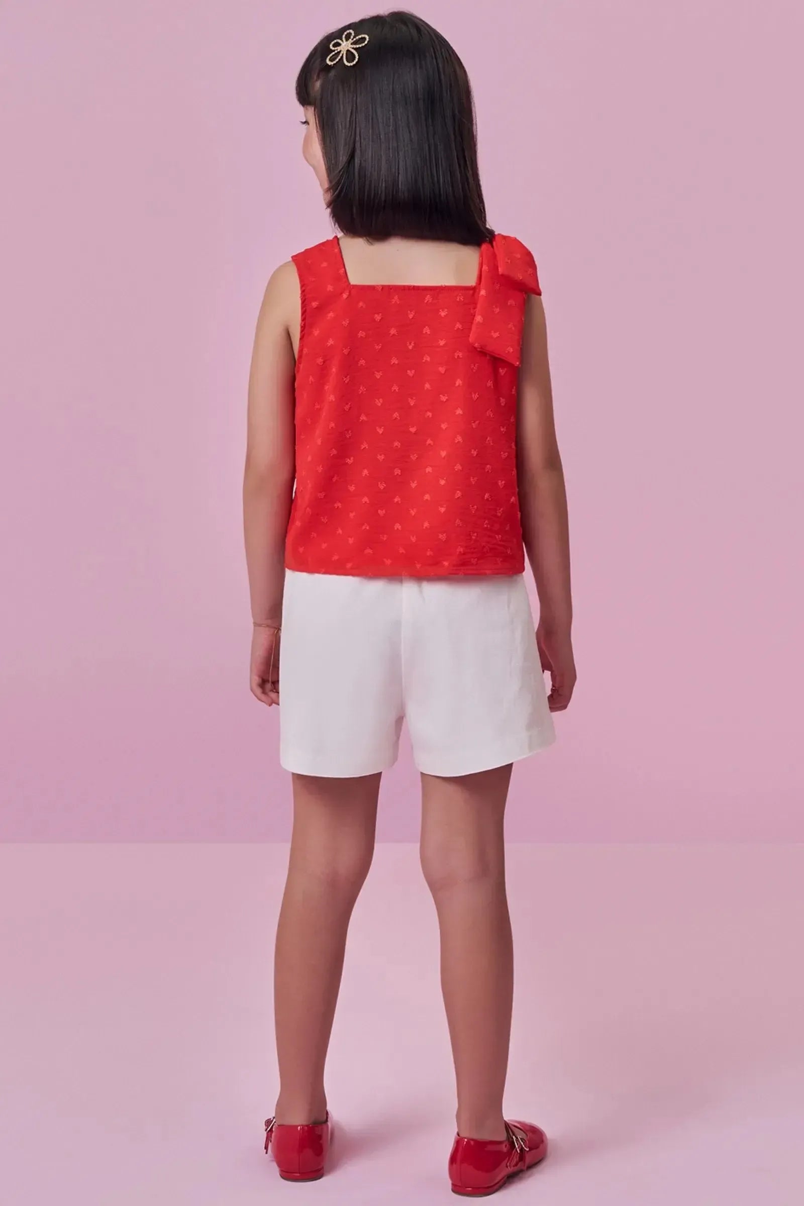 Conjunto de Bata em Crepe Textura e Shorts em Sarja com Elastano 98682 Kukiê Infantil Menina