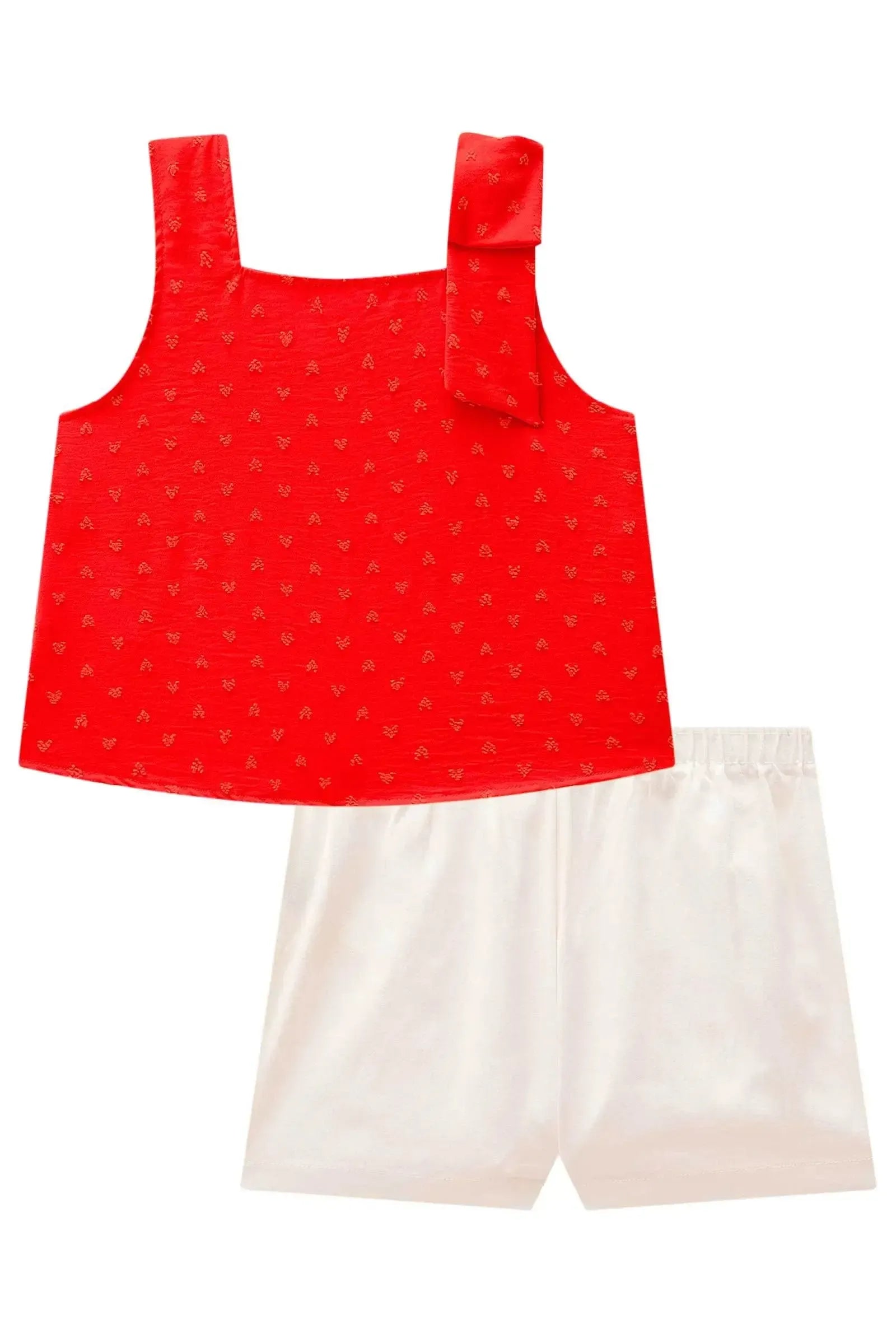 Conjunto de Bata em Crepe Textura e Shorts em Sarja com Elastano 98682 Kukiê Infantil Menina