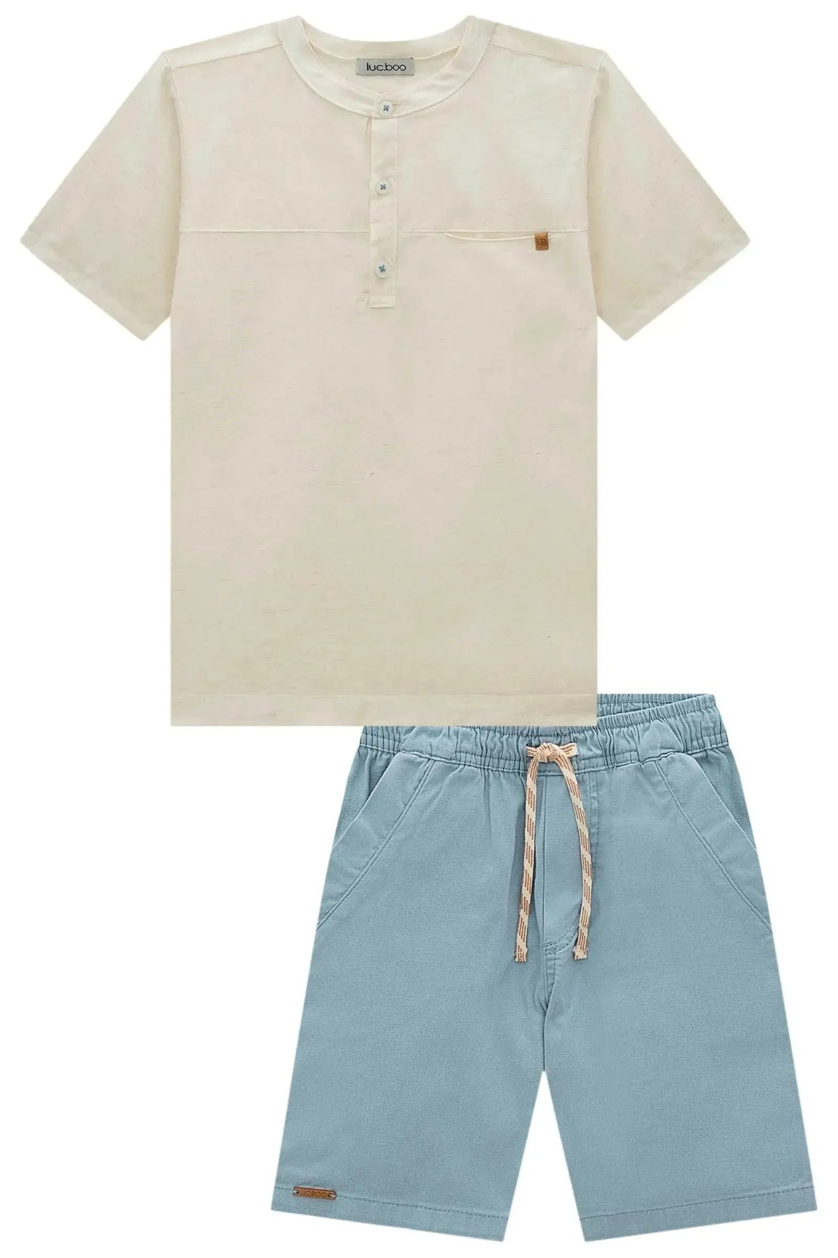 Conjunto de Bata em Linho Deluxe e Sarja Ônix com Elastano 99309 LucBoo Infantil Menino