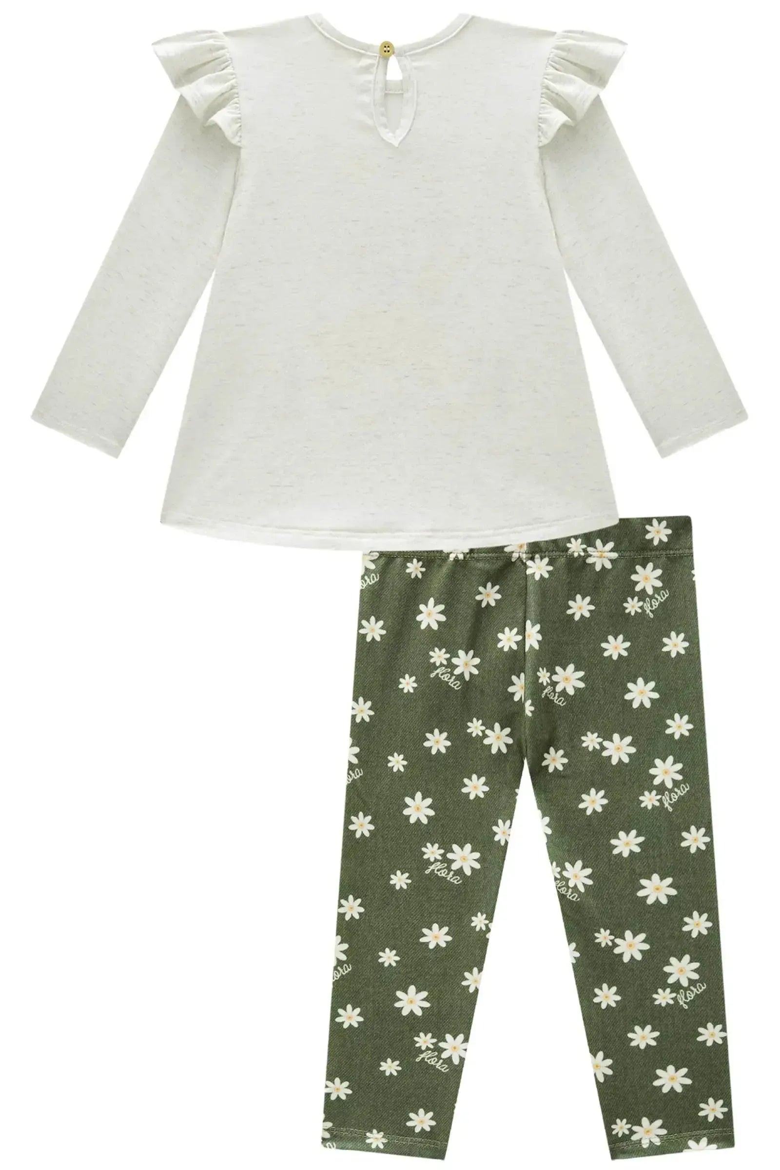 Conjunto de Bata em Malha Comfy Linho com Calça Legging em Molecotton 89650 Infanti Bebê Menina