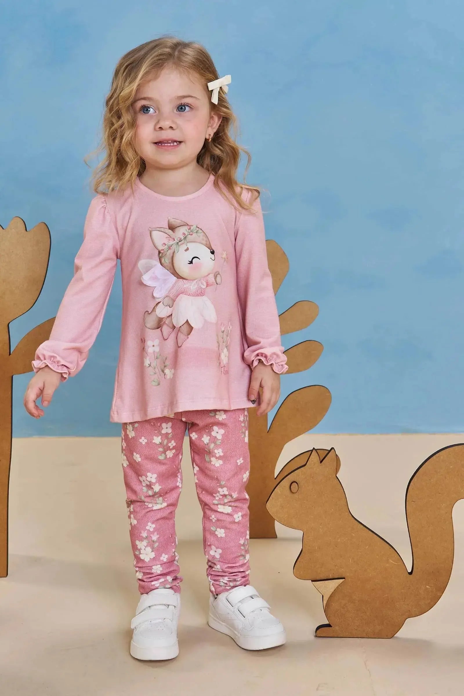 Conjunto de Bata em Malha Fresh com Calça Legging em Molecotton 89651 Infanti Bebê Menina