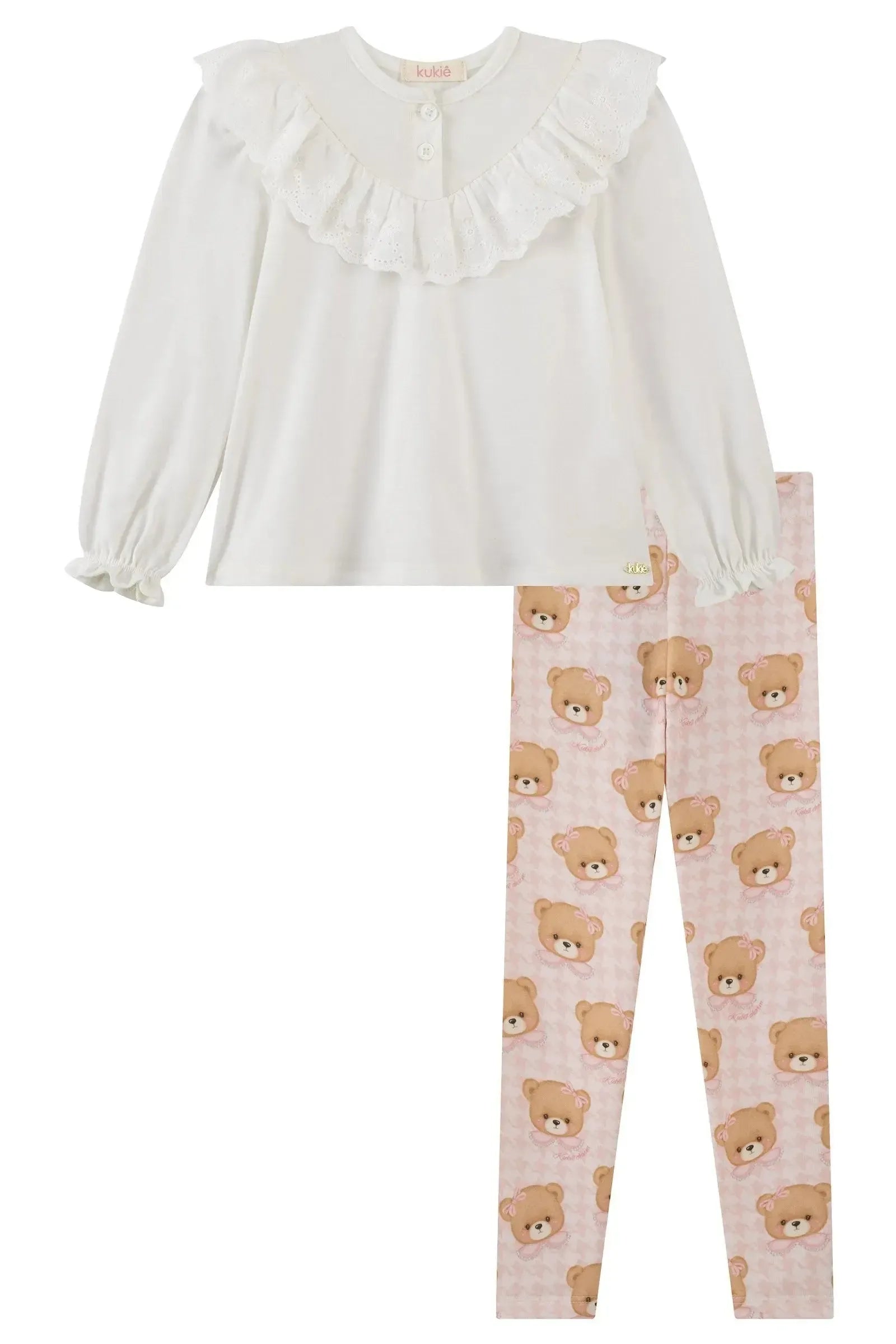 Conjunto de Bata em Malha Fresh e Calça Legging em Molecotton 91999 Kukiê Bebê Menina