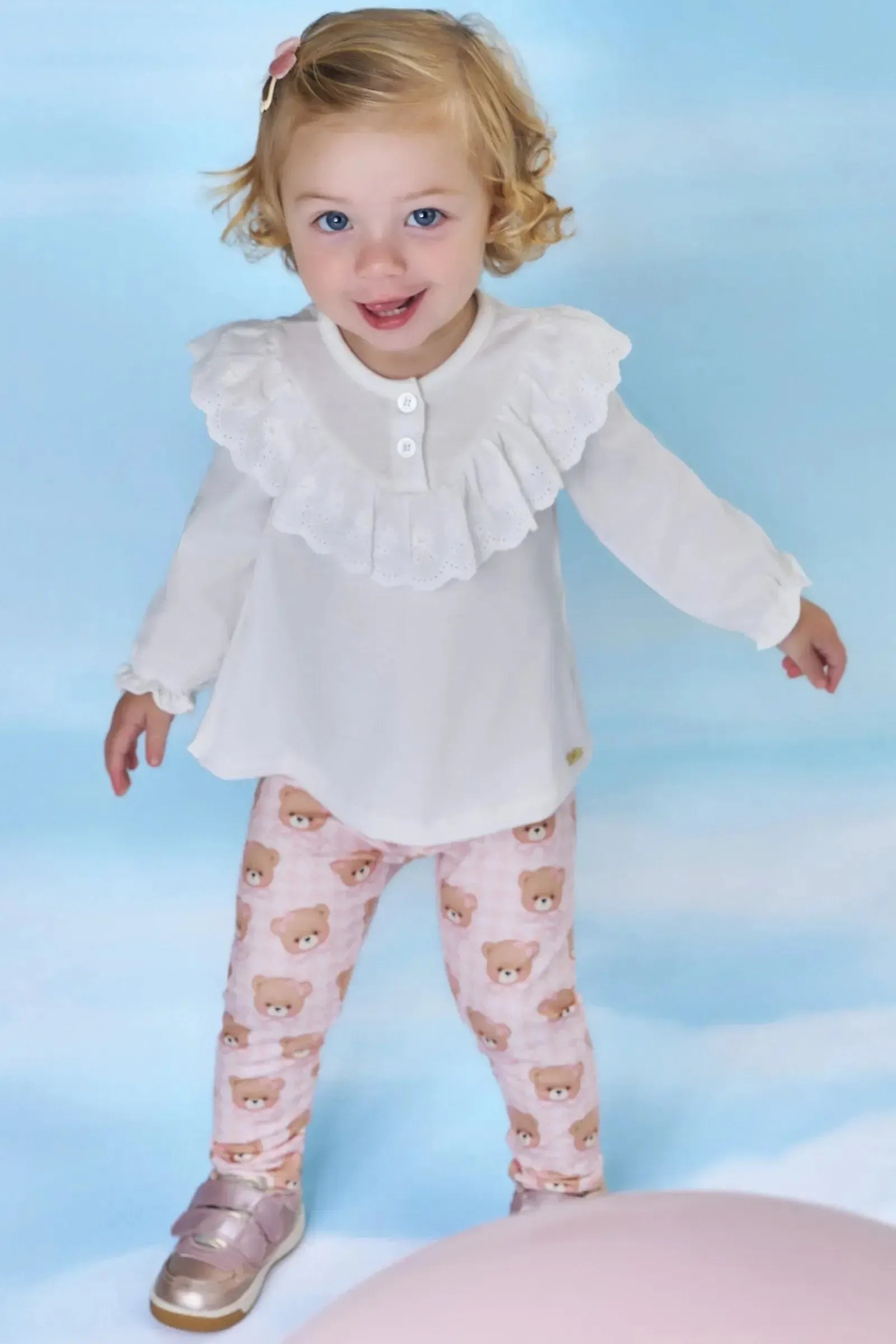 Conjunto de Bata em Malha Fresh e Calça Legging em Molecotton 91999 Kukiê Bebê Menina