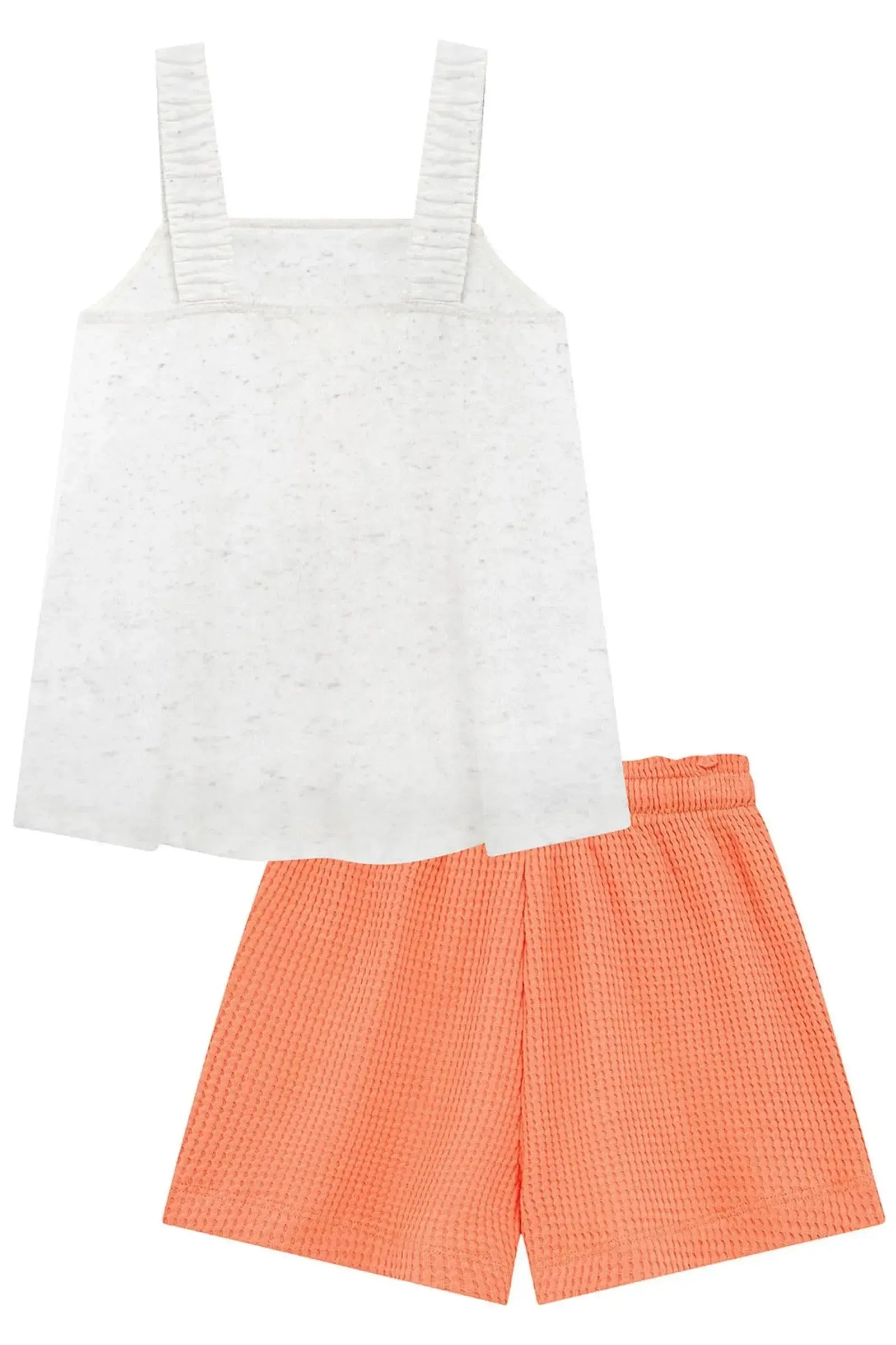 Conjunto de Bata em Malha Fresh e Shorts em Malha Big Waffle 96033 Kukiê Infantil Menina