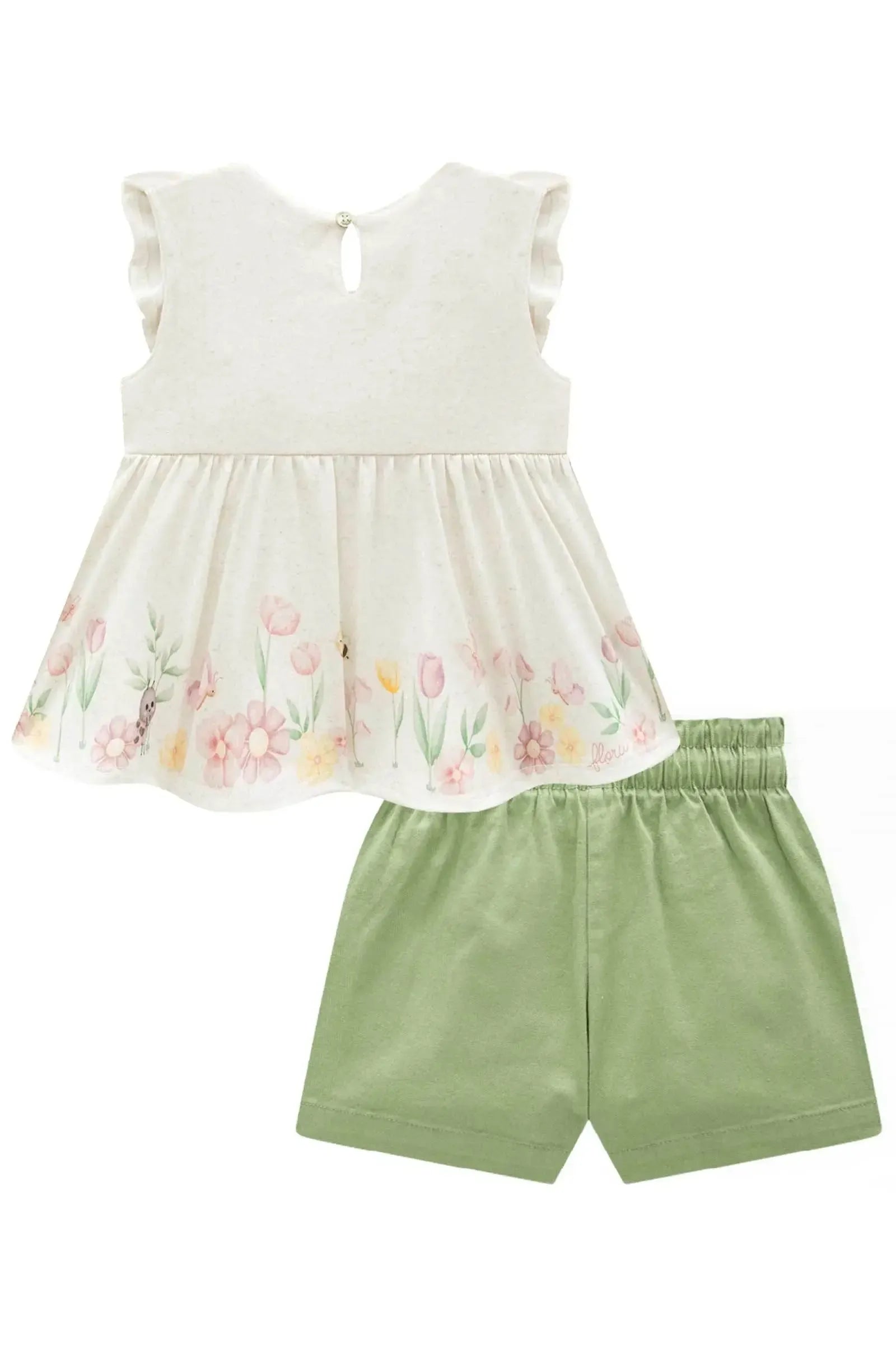 Conjunto de Bata em Malha Fresh e Shorts em Sarja com Elastano 93418 Infanti Infantil Menina