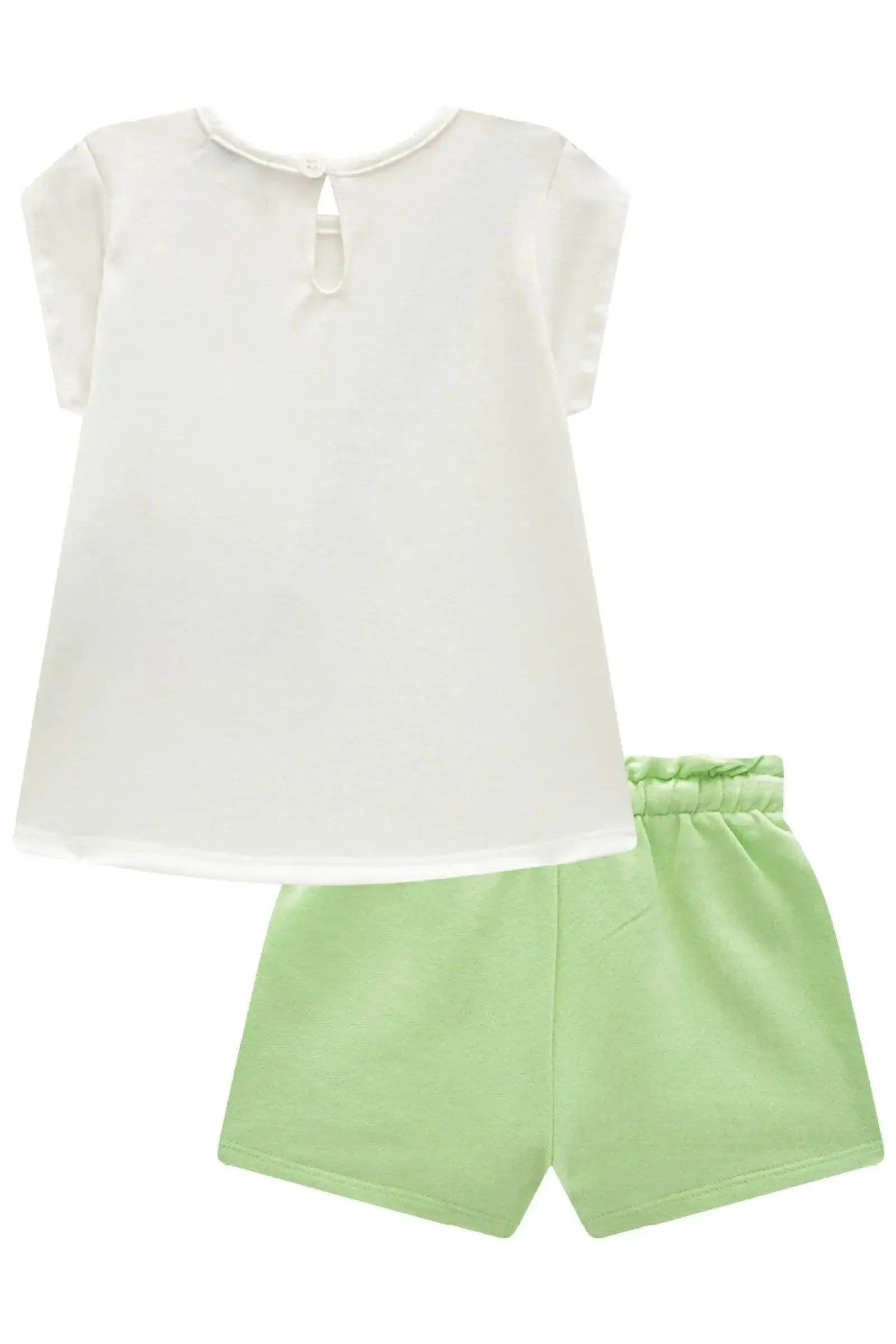 Conjunto de Bata em Malha Power e Shorts em Moletom sem Pelúcia 83652 Infanti Bebê Menina