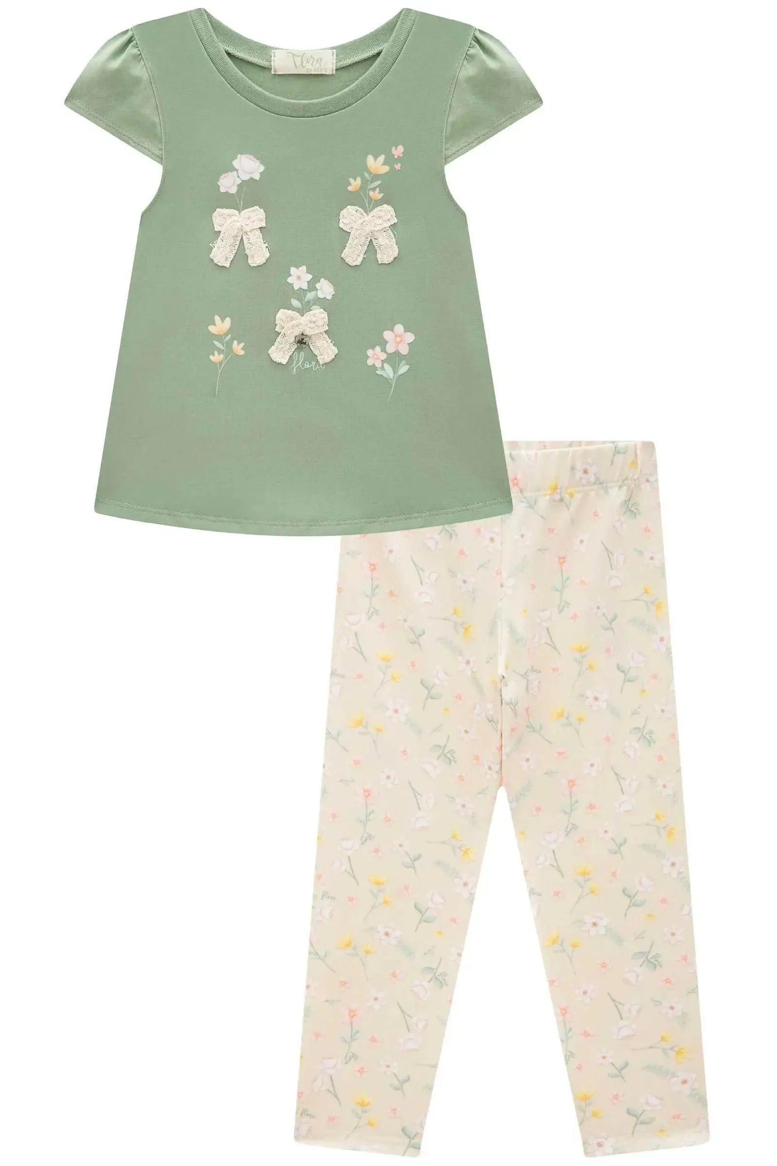 Conjunto de Bata em Meia Malha com Calça Legging em Malha Power 96202 Infanti Infantil Menina