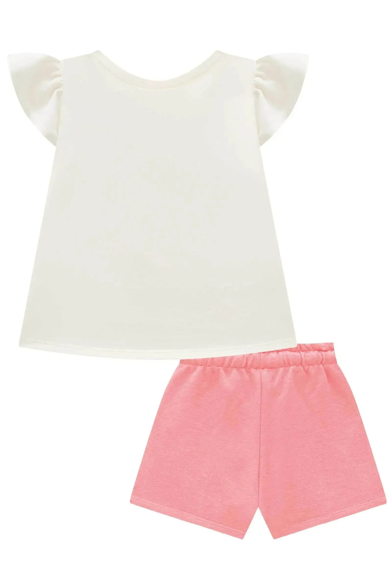 Conjunto de Bata em Meia Malha com Shorts em Moletom sem Pelúcia 94656 Infanti Infantil Menina