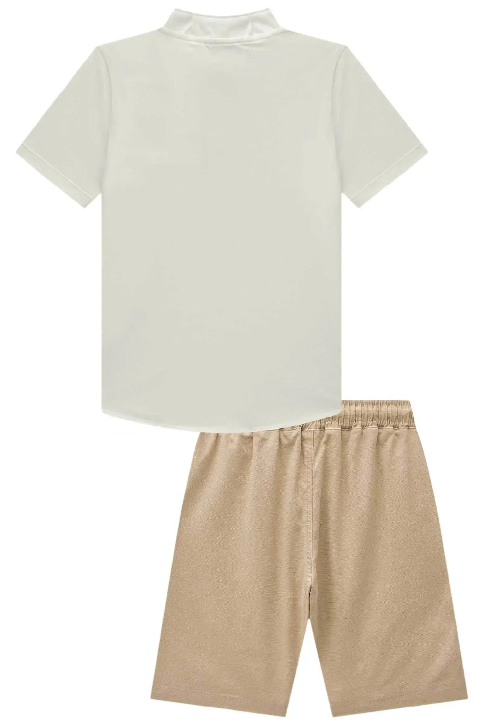 Conjunto de Bata em Meia Malha e Bermuda em Linho Santorine com Elastano 98829 Johnny Fox Teen Menino