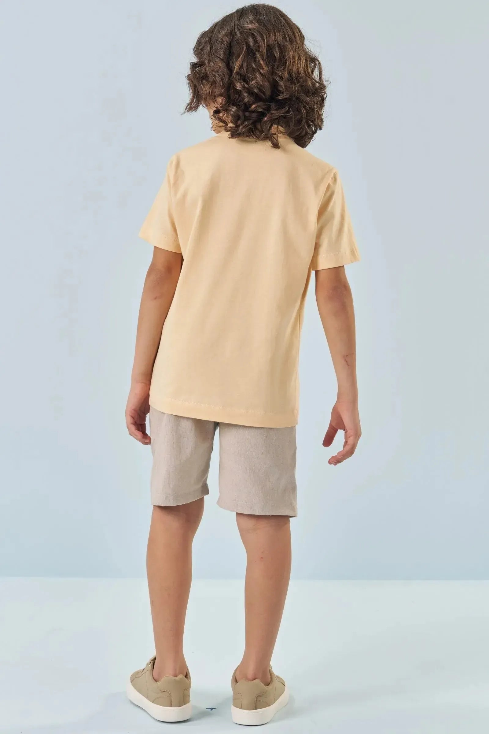 Conjunto de Bata em Meia Malha e Bermuda em Tecido Dubai com Elastano 84795 LucBoo Infantil Menino