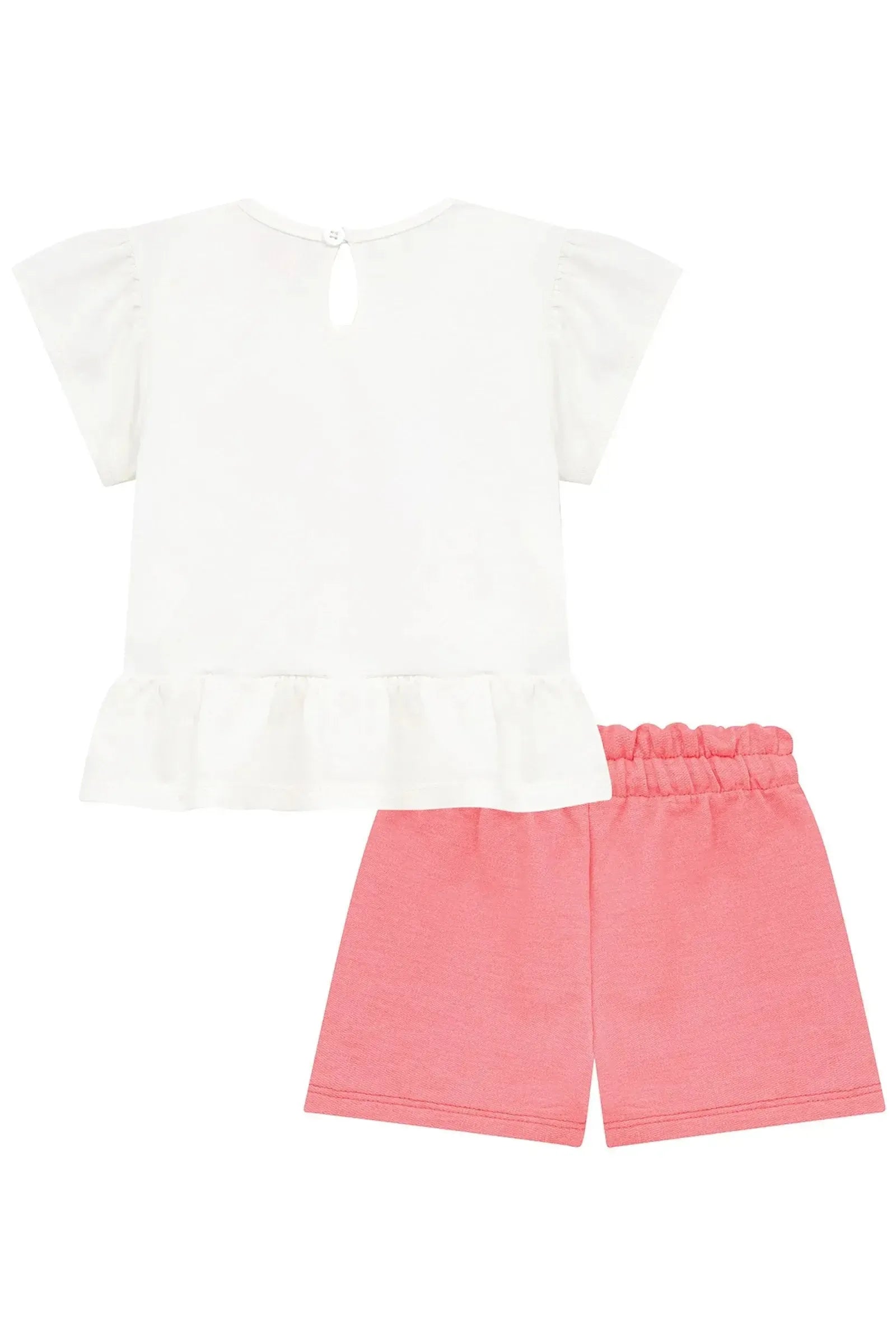 Conjunto de Bata em Meia Malha e Shorts em Moletom 95228 Kukiê Infantil Menina