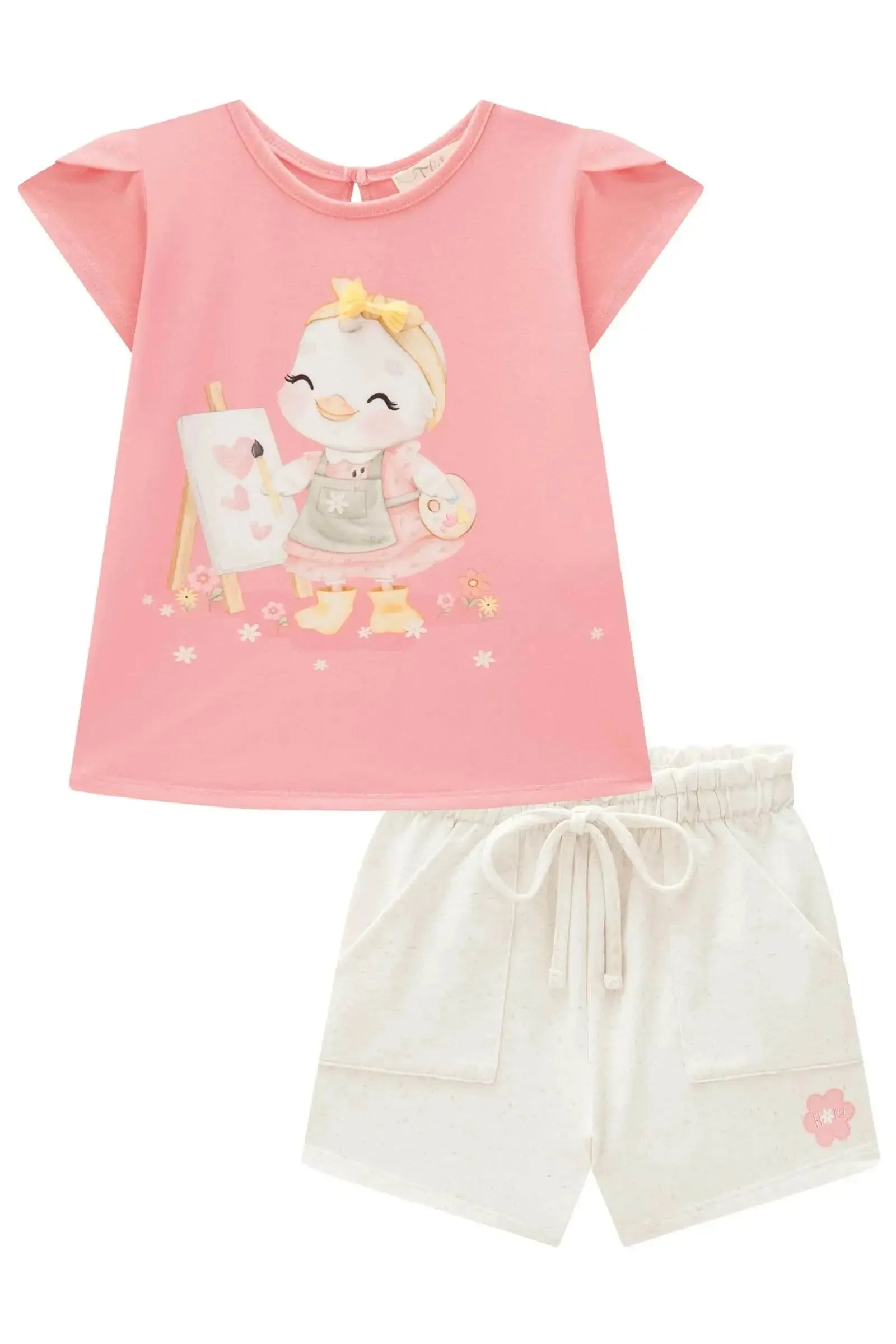 Conjunto de Bata em Meia Malha e Shorts em Molevisco 83166 Infanti Infantil Menina
