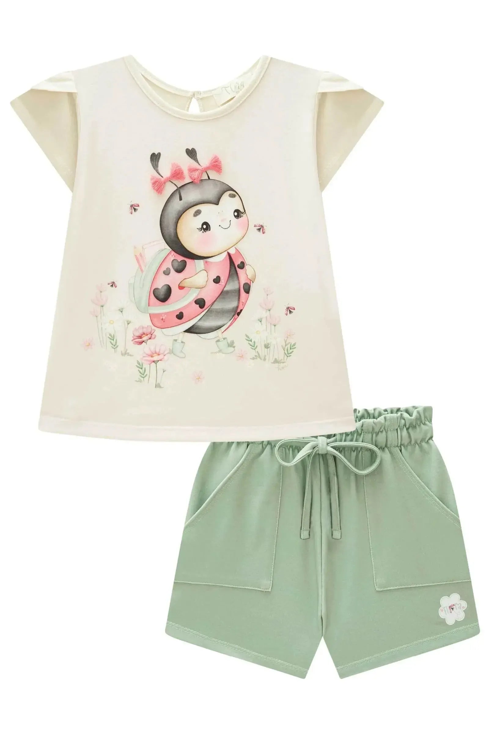 Conjunto de Bata em Meia Malha e Shorts em Molevisco 83166 Infanti Infantil Menina