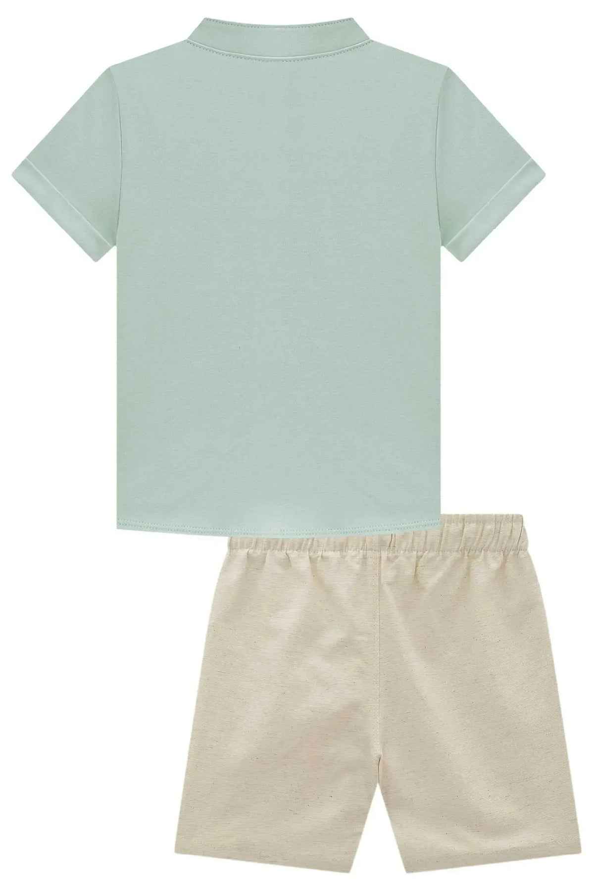 Conjunto de Bata em Suedine e Bermuda em Linho Santorine com Elastano 99364 Johnny Fox Teen Menino