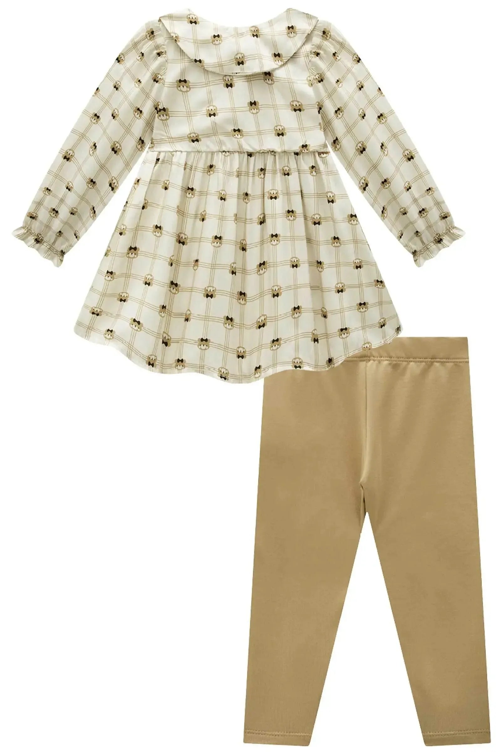 Conjunto de Bata em Viscose Sarj com Calça Legging em Couro Sintético e Termoskin Peluciado 90485 Infanti Bebê Menina