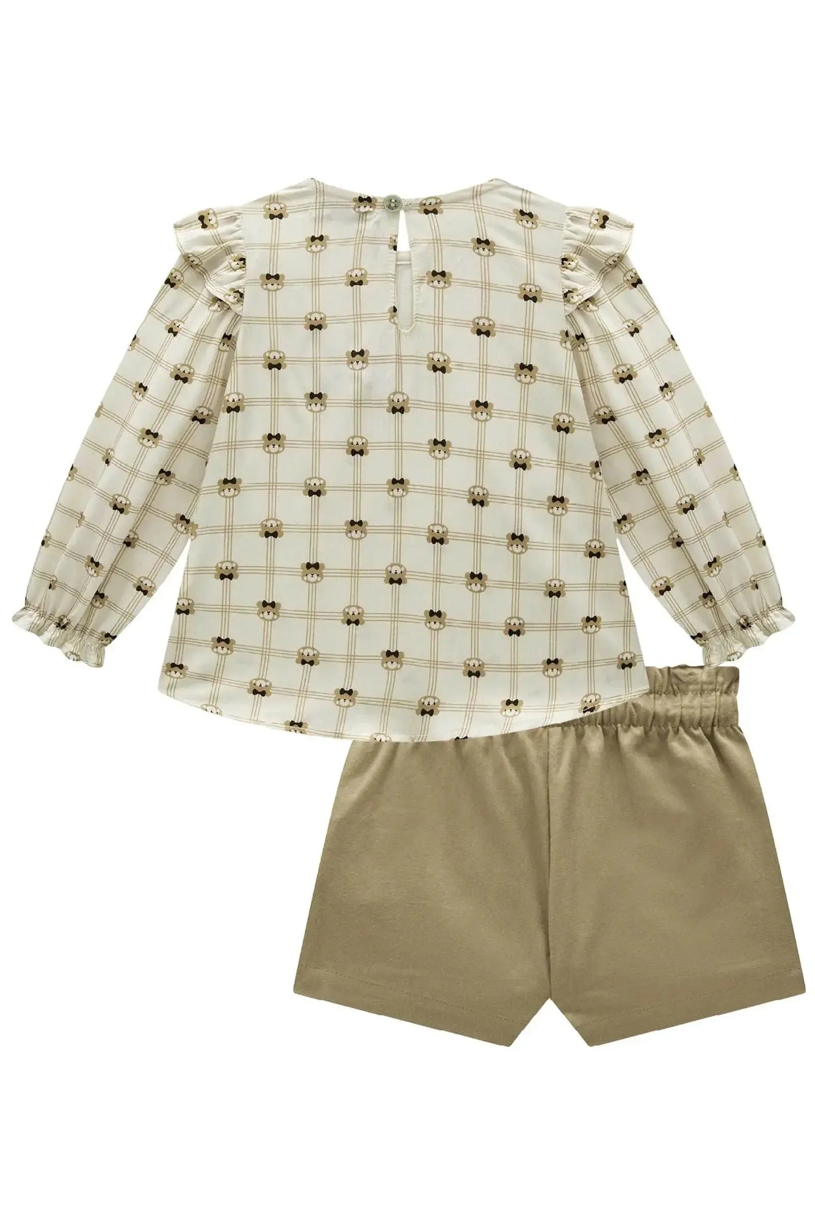 Conjunto de Bata em Viscose Sarjada com Shorts em Sarja com Elastano 90564 Infanti Bebê Menina
