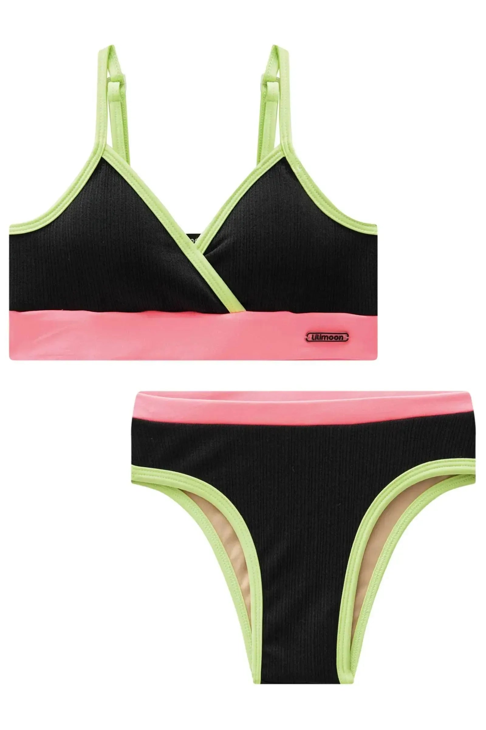 Conjunto de Biquíni com Top Triângulo e Calcinha em Malha Jacquard Textura UV 50+ 85034 Lilimoon Teen Menina