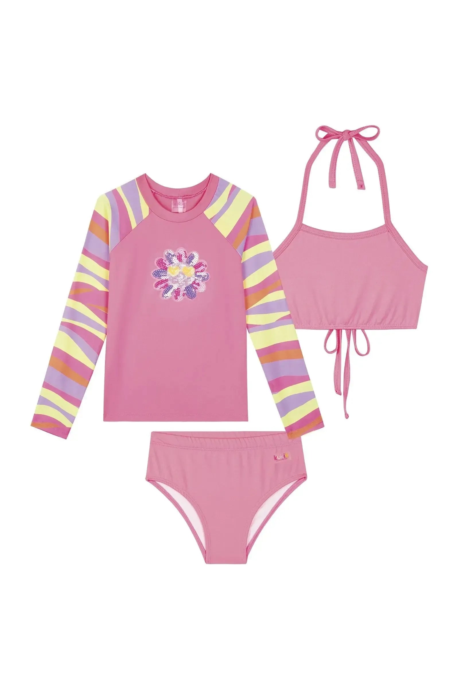 Conjunto de Biquíni e Blusa em Malha com Proteção UV50+ 87449 Kukiê Infantil Menina