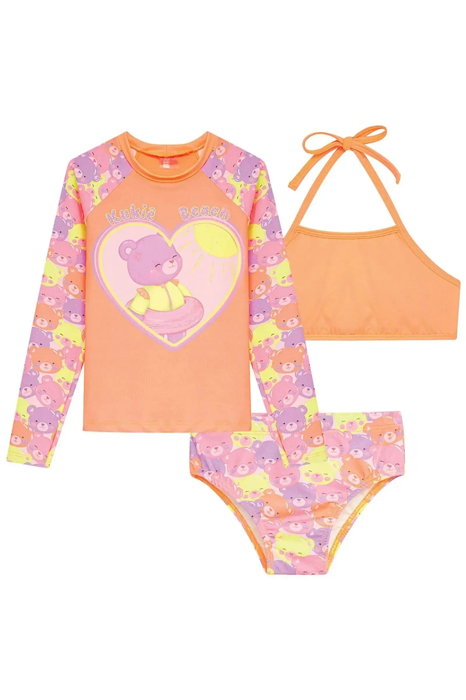 Conjunto de Biquini e Blusa em Malha com Proteção UV50+ 93259 Kukiê Infantil Menina