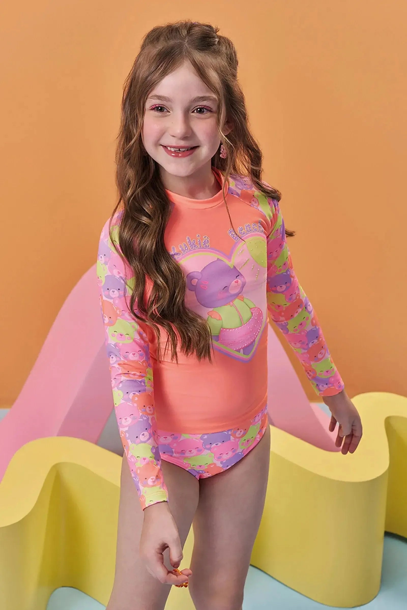 Conjunto de Biquini e Blusa em Malha com Proteção UV50+ 93259 Kukiê Infantil Menina