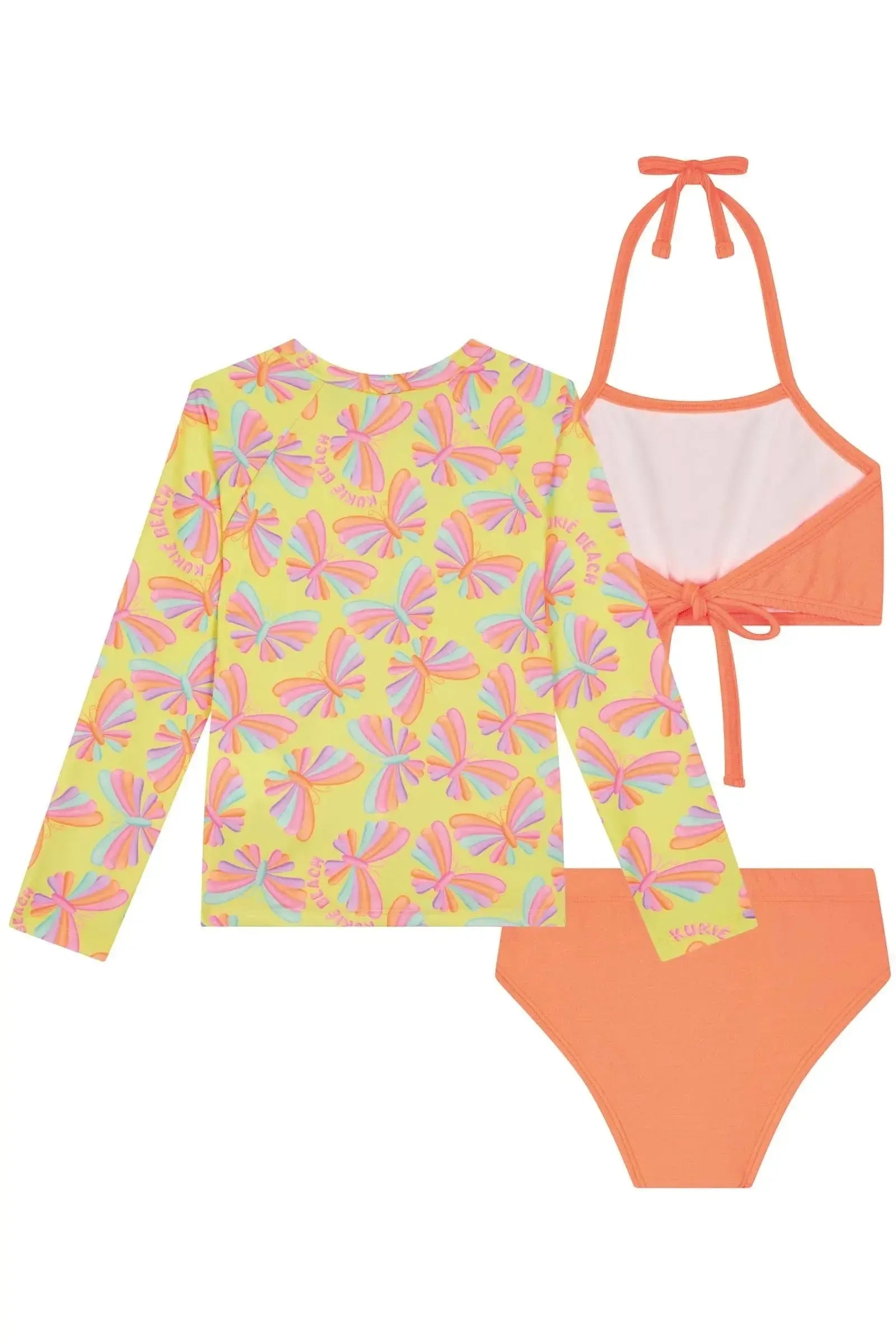 Conjunto de Biquíni e Blusa em Malha Jacquard Textura com Proteção UV 50+ 83567 Kukiê Infantil Menina