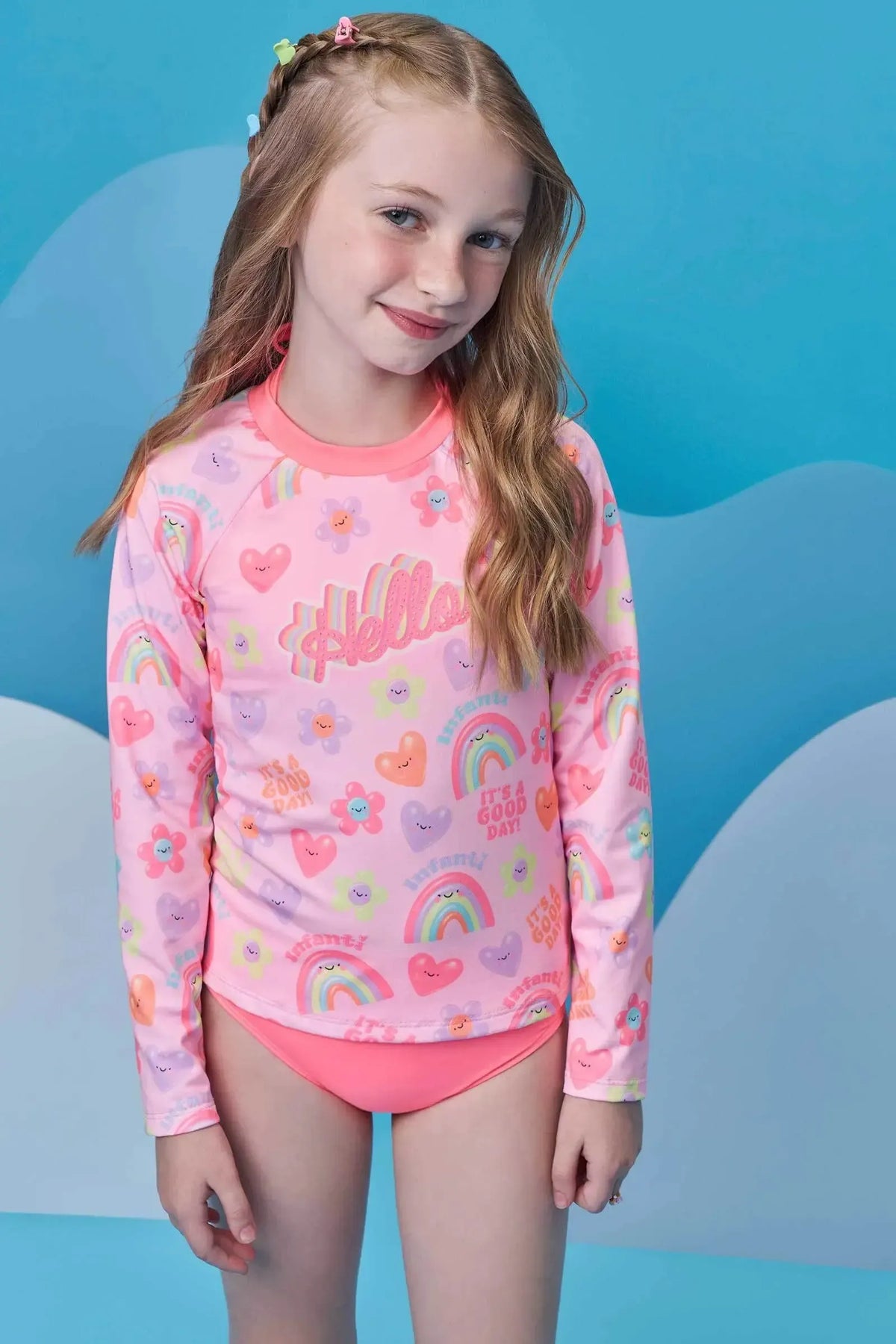 Conjunto de Biquíni e Blusa em Malha UV Dry com Proteção UV 50+ 93172 Infanti Infantil Menina