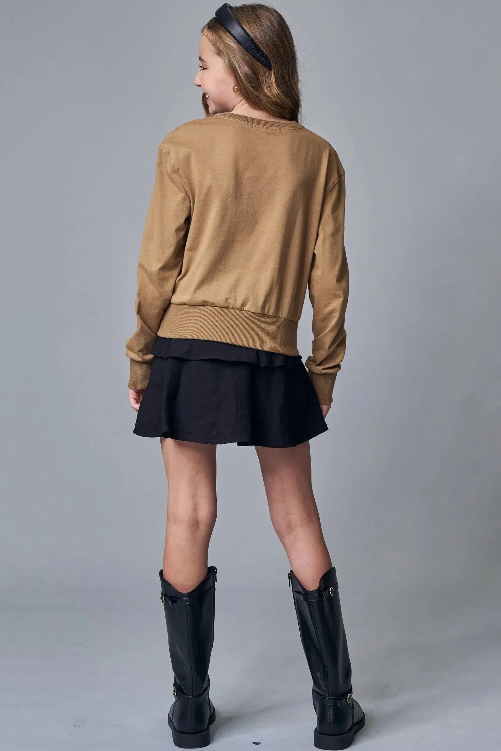 Conjunto de Blusa em Meia Malha e Saia em Alfaiataria Valentino com Shorts Embutido 92160 Lilimoon Teen Menina