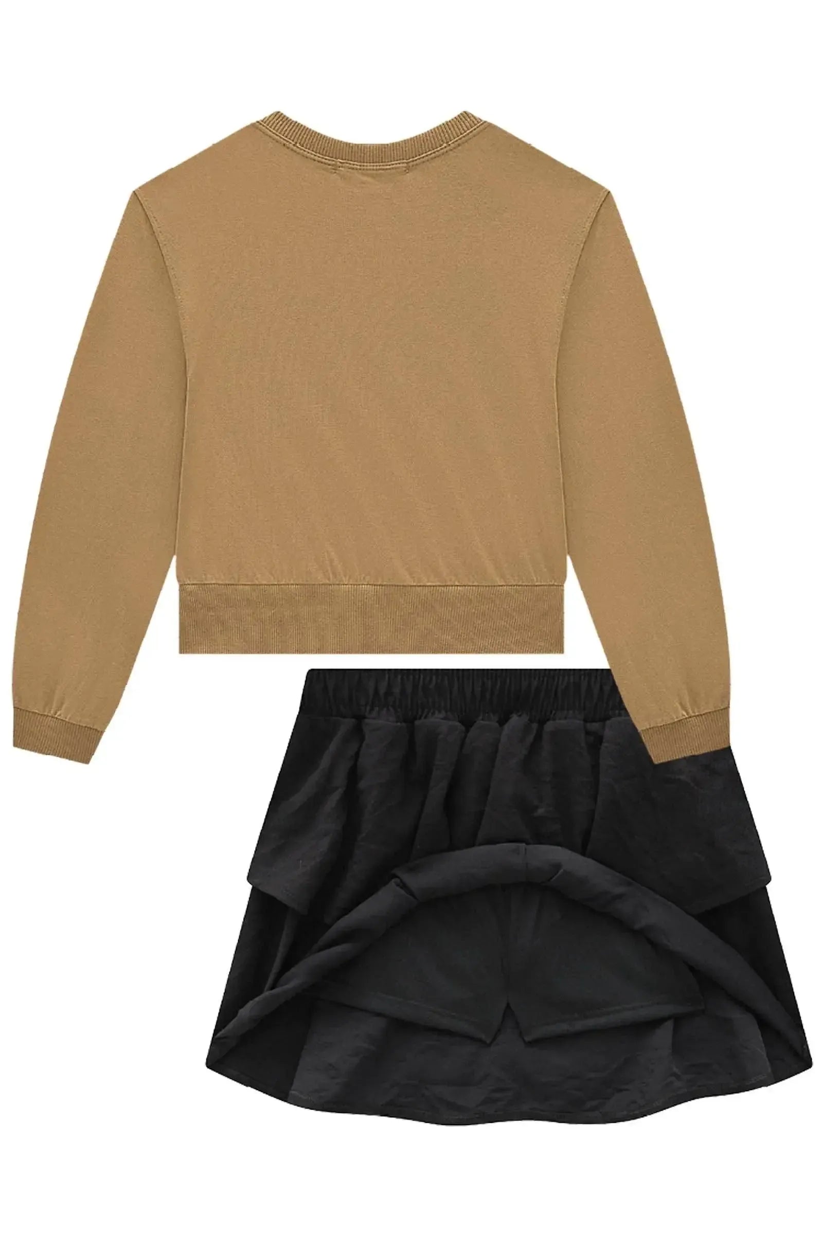 Conjunto de Blusa em Meia Malha e Saia em Alfaiataria Valentino com Shorts Embutido 92160 Lilimoon Teen Menina
