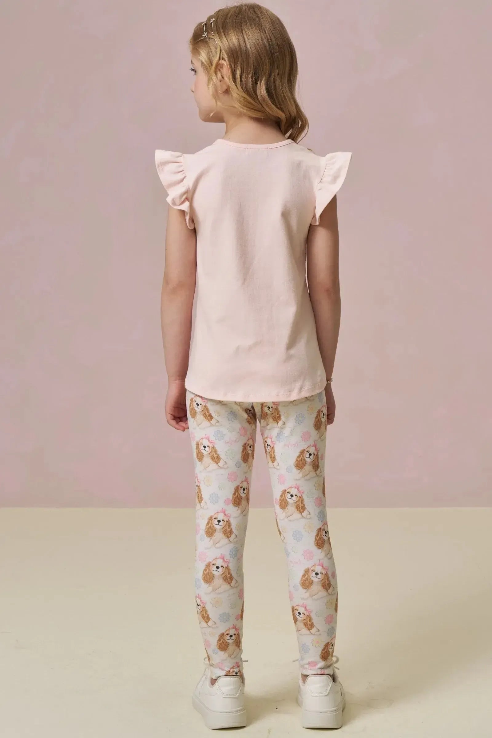Conjunto de Blusa Alongada em Cotton e Calça Legging em Malha Power 96643 Infanti Infantil Menina