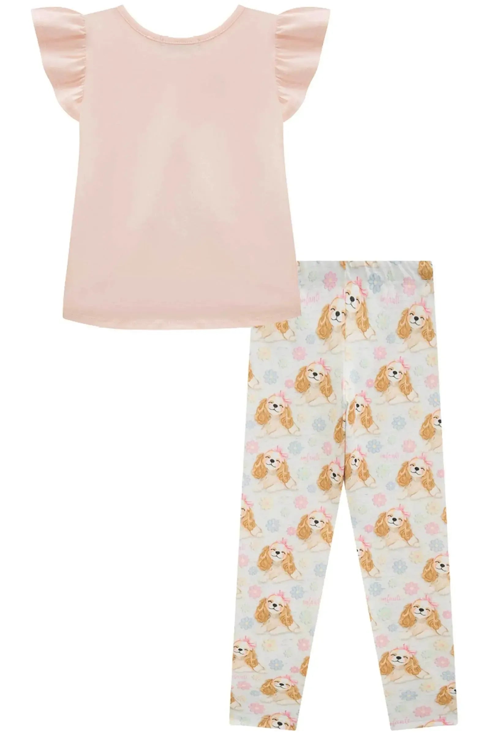 Conjunto de Blusa Alongada em Cotton e Calça Legging em Malha Power 96643 Infanti Infantil Menina