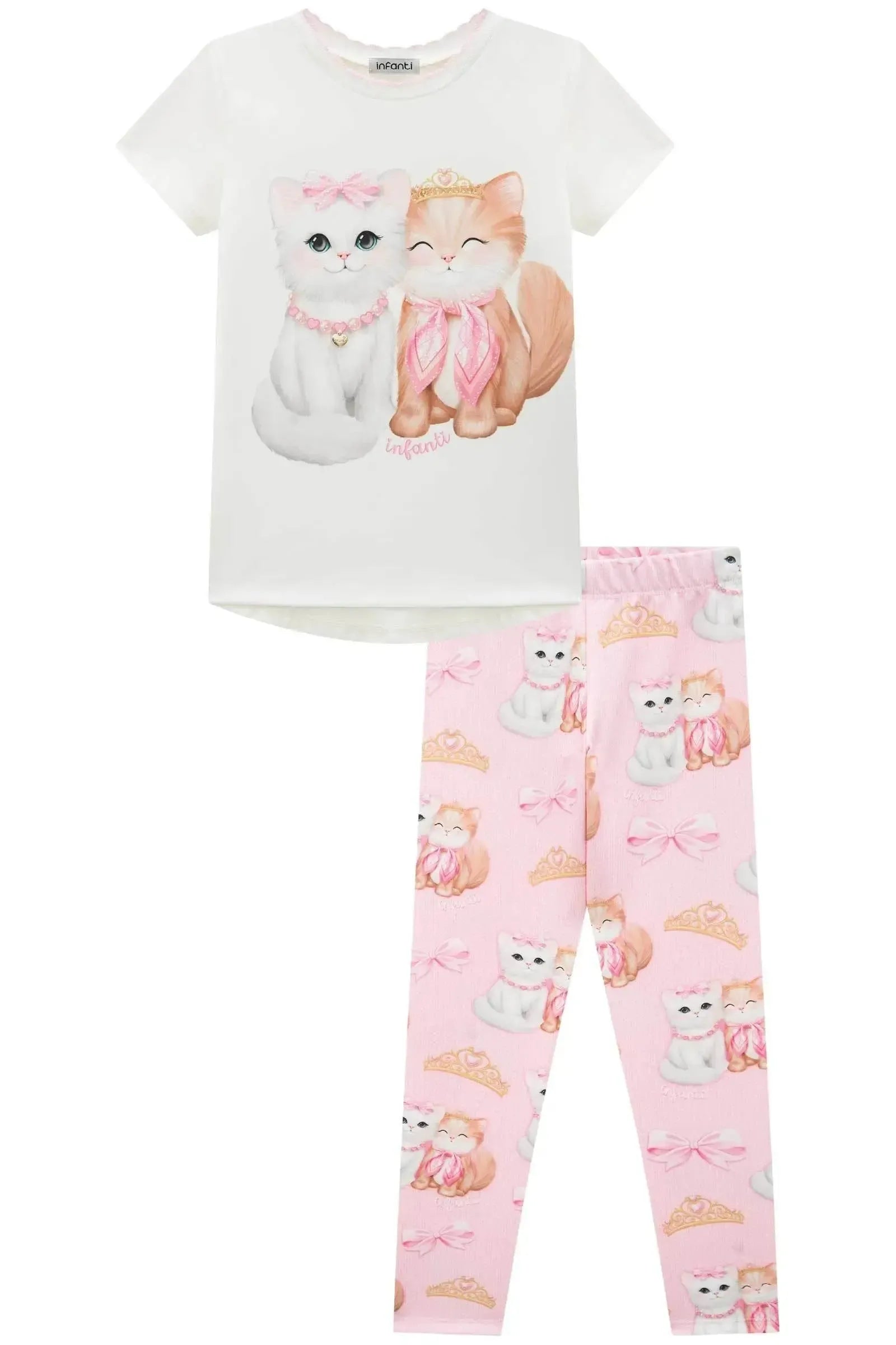 Conjunto de Blusa Alongada em Cotton e Legging em Molecotton 93475 Infanti Infantil Menina