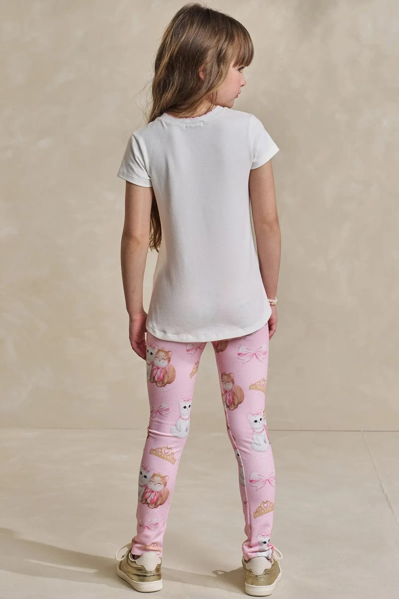 Conjunto de Blusa Alongada em Cotton e Legging em Molecotton 93475 Infanti Infantil Menina