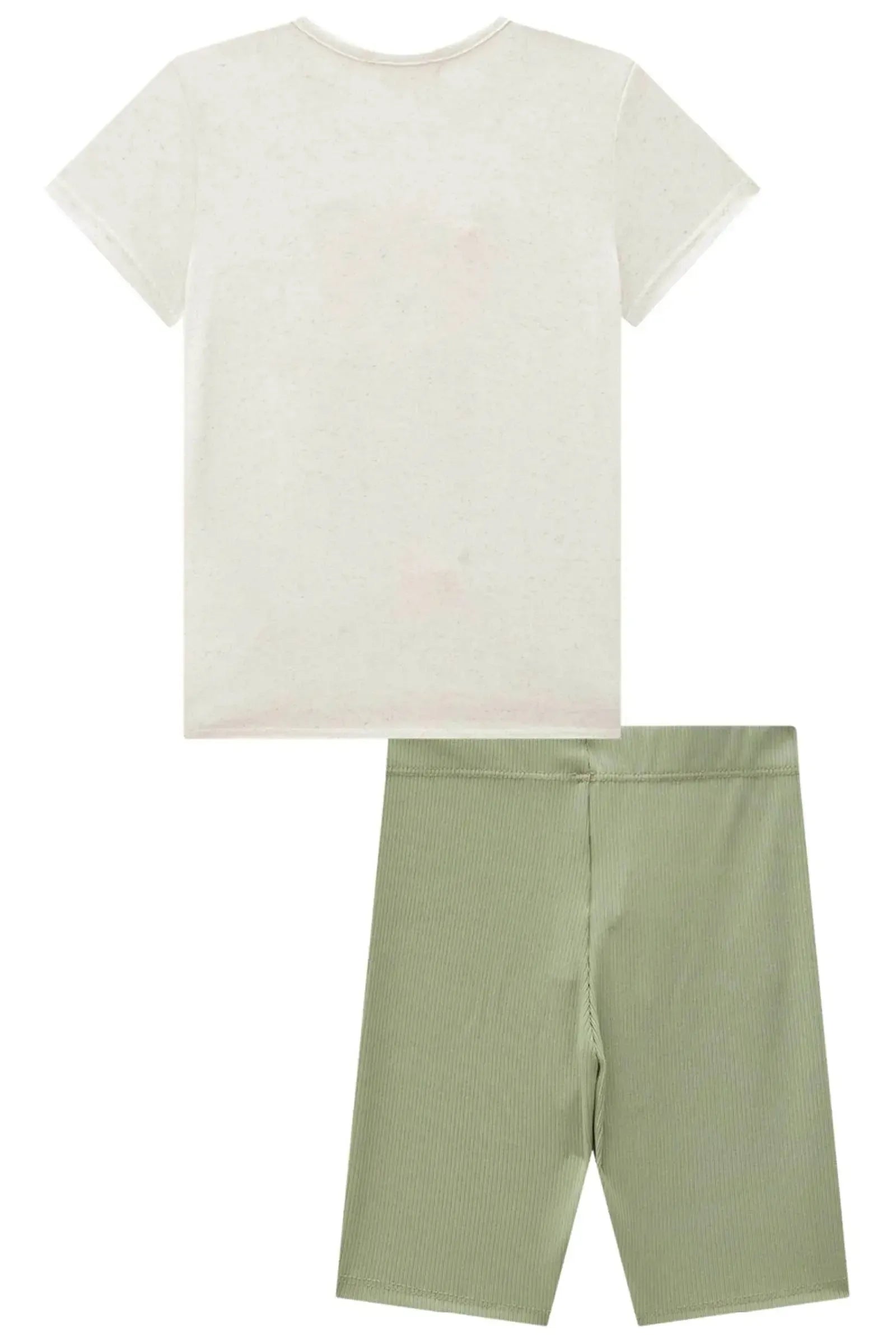 Conjunto de Blusa Alongada em Malha Fresh e Biker em Canelado Fancy 85466 Infanti Infantil Menina