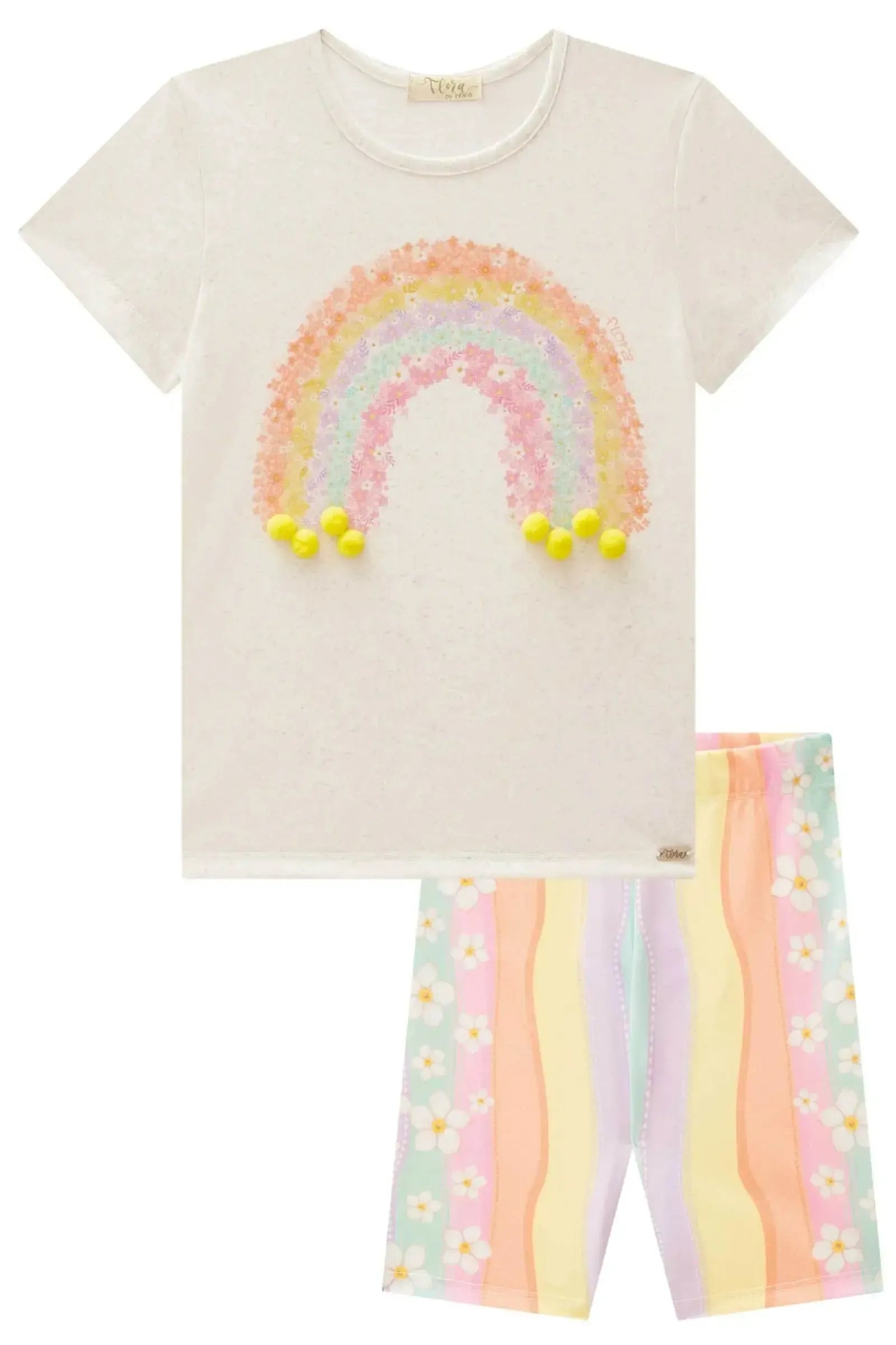 Conjunto de Blusa Alongada em Malha Fresh e Biker em Malha Power 88916 Infanti Infantil Menina