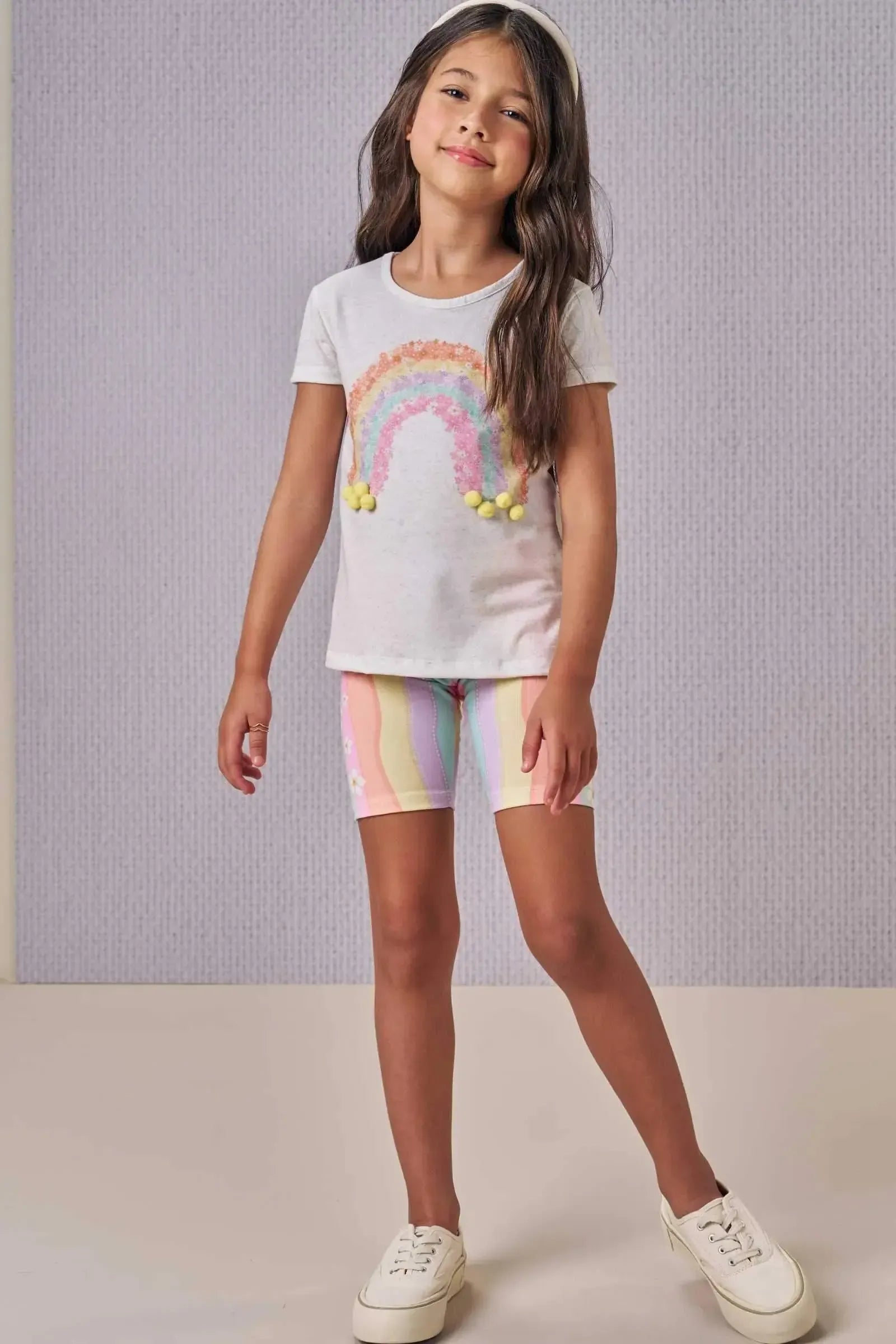 Conjunto de Blusa Alongada em Malha Fresh e Biker em Malha Power 88916 Infanti Infantil Menina