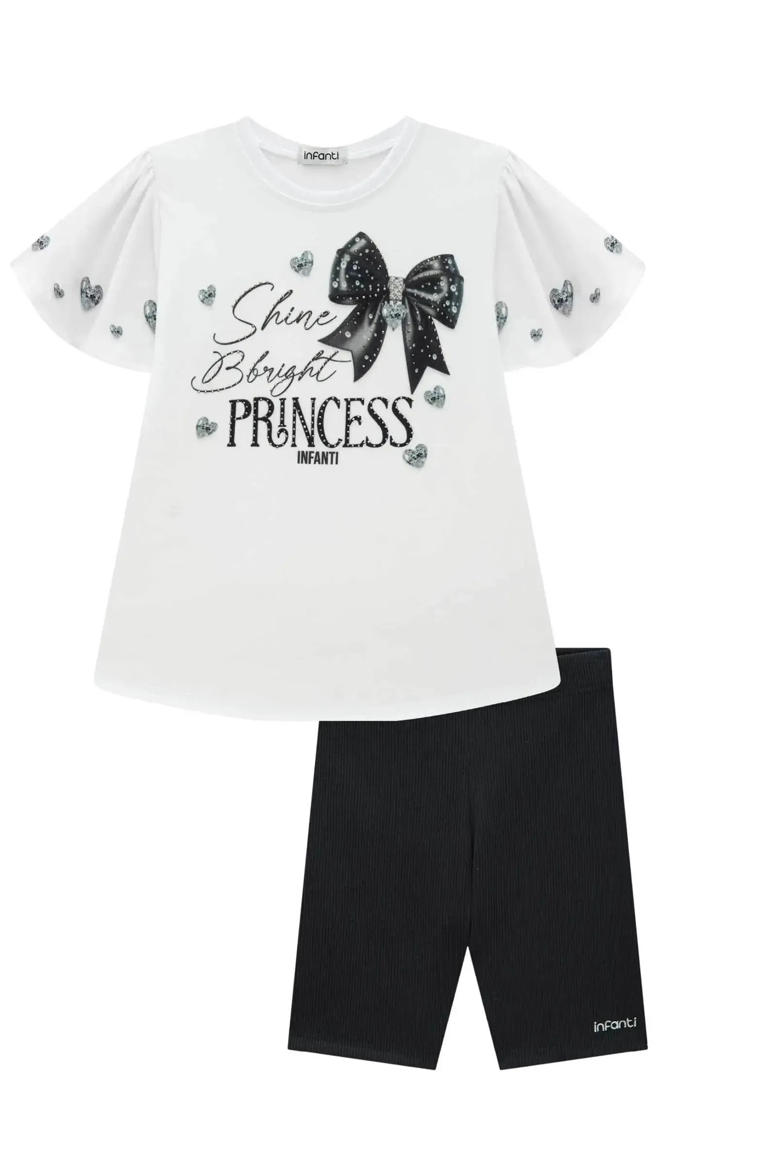Conjunto de Blusa Alongada em Malha Power e Biker em Soft Line 88845 Infanti Infantil Menina
