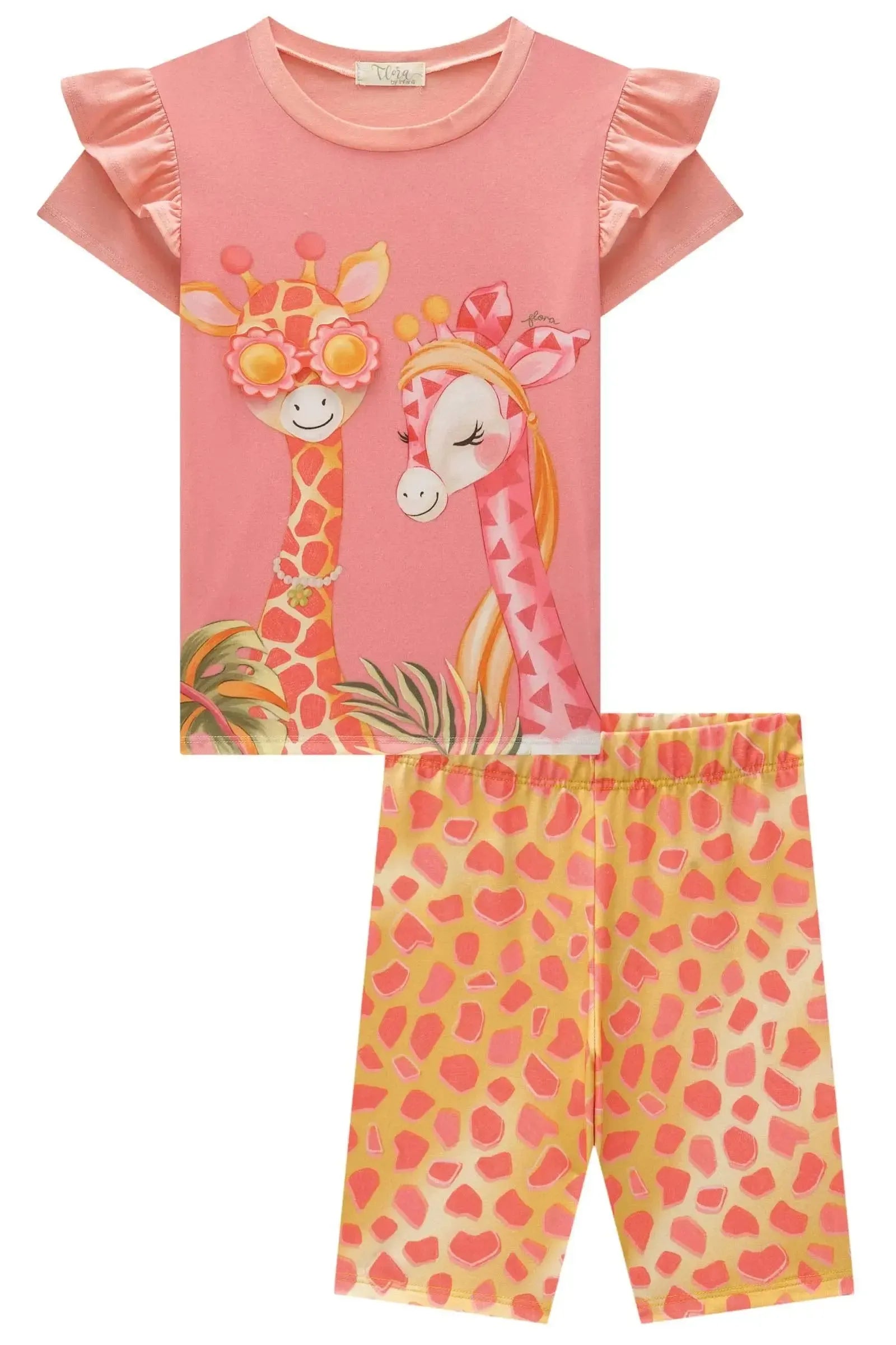 Conjunto de Blusa Alongada em Meia Malha e Biker em Malha Power 82937 Infanti Infantil Menina