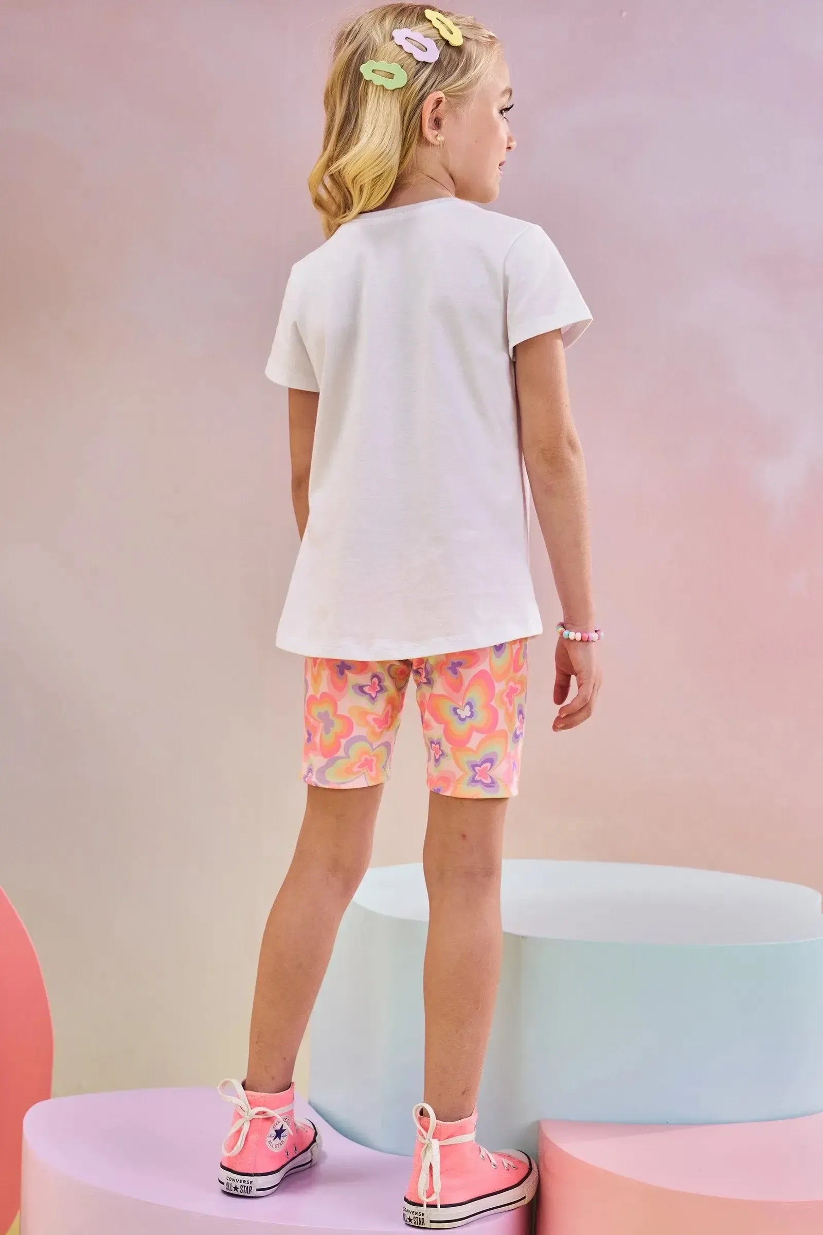 Conjunto de Blusa Alongada em Meia Malha e Biker em Malha Power 83448 Infanti Infantil Menina