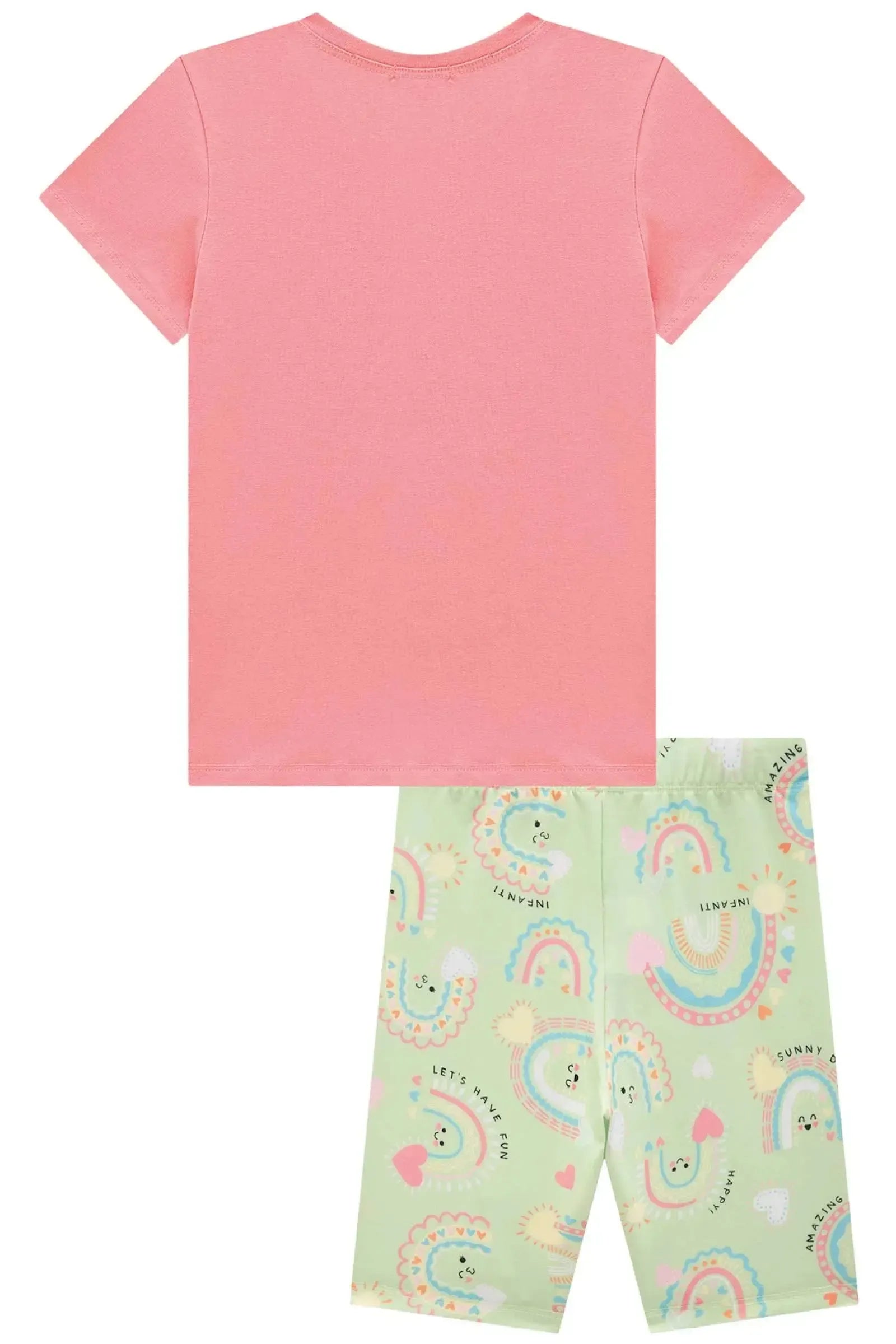 Conjunto de Blusa Alongada em Meia Malha e Biker em Malha Power 83448 Infanti Infantil Menina