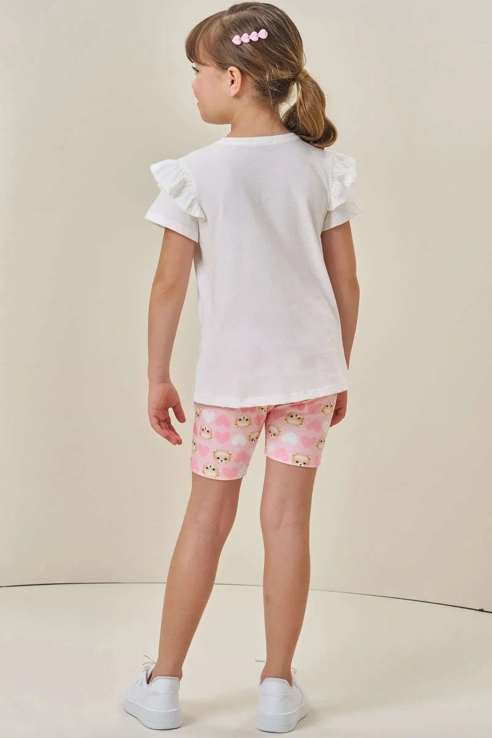Conjunto de Blusa Alongada em Meia Malha e Biker em Molecotton 84311 Infanti Infantil Menina
