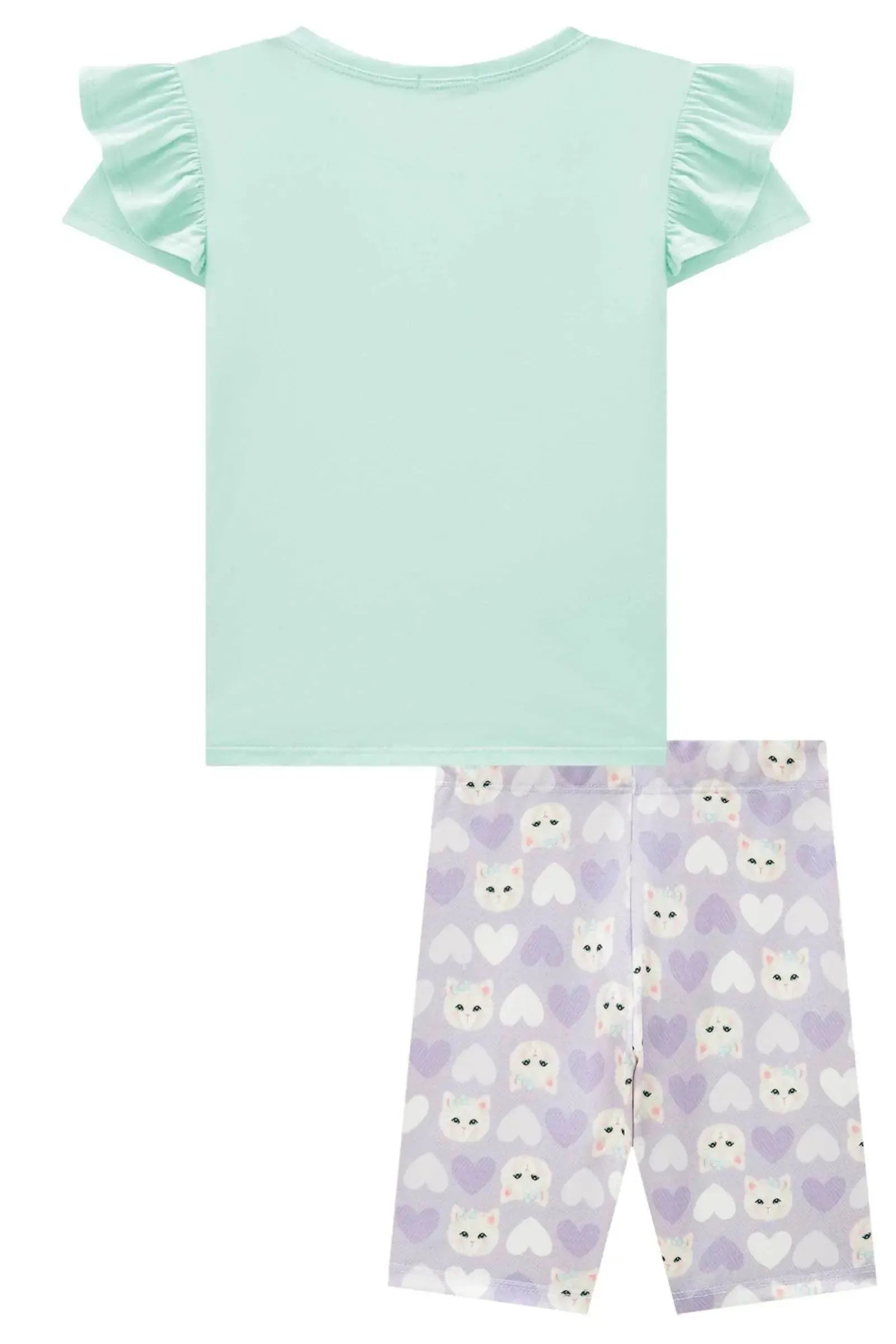 Conjunto de Blusa Alongada em Meia Malha e Biker em Molecotton 84311 Infanti Infantil Menina