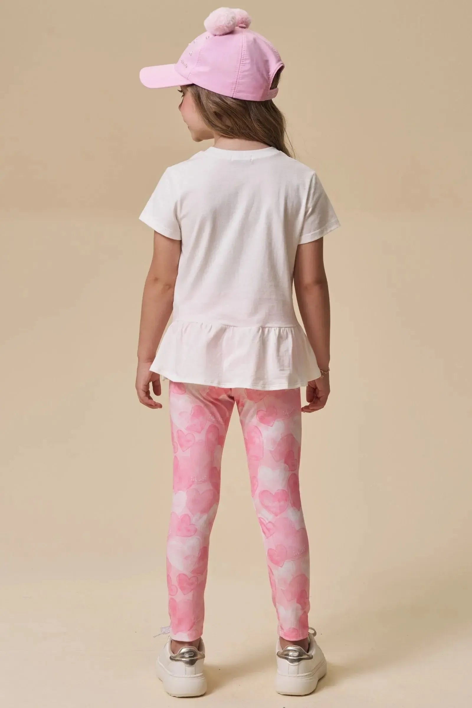 Conjunto de Blusa Alongada em Meia Malha e Calça Legging em Malha Power 96630 Infanti Infantil Menina