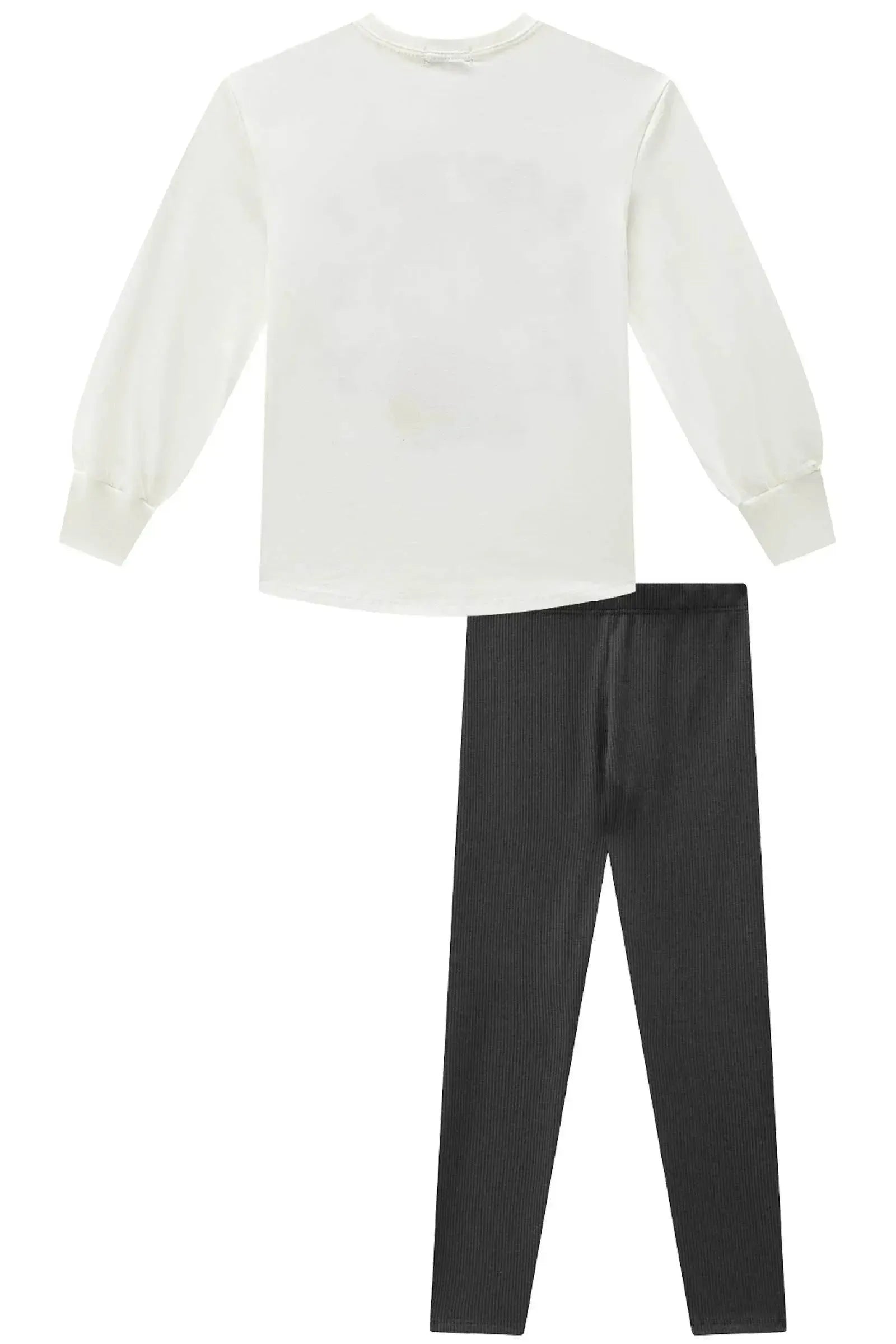 Conjunto de Blusa Alongada em Meia Malha e Calça Legging em Soft Line 91806 Infanti Infantil Menina