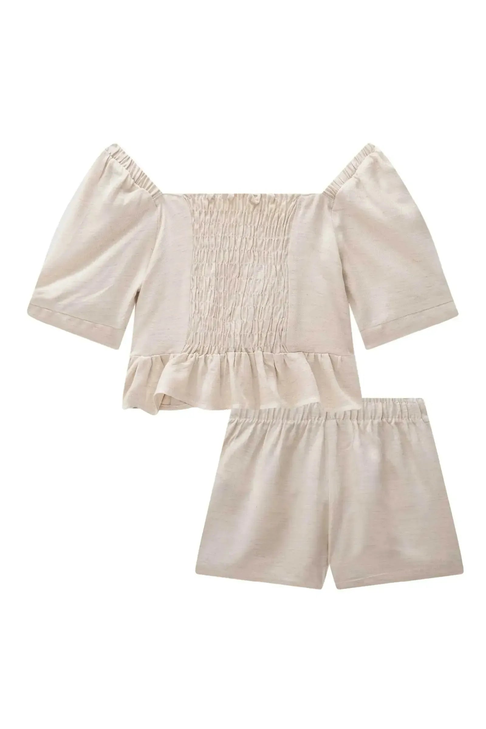 Conjunto de Blusa Boxy e Shorts em Blend de Viscose 84935 Infanti Infantil Menina
