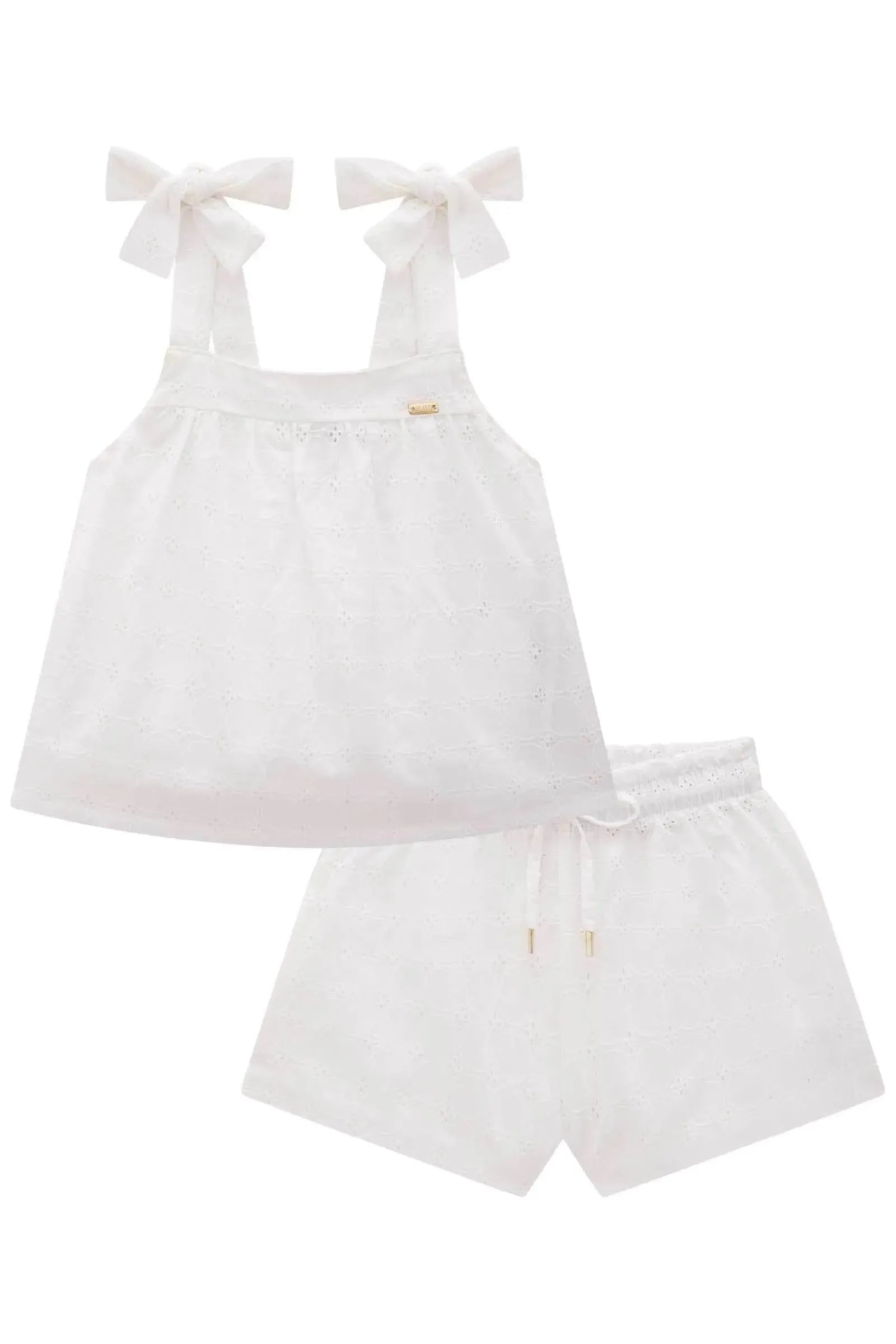 Conjunto de Blusa Boxy e Shorts em Laise Algodão 83977 Infanti Infantil Menina