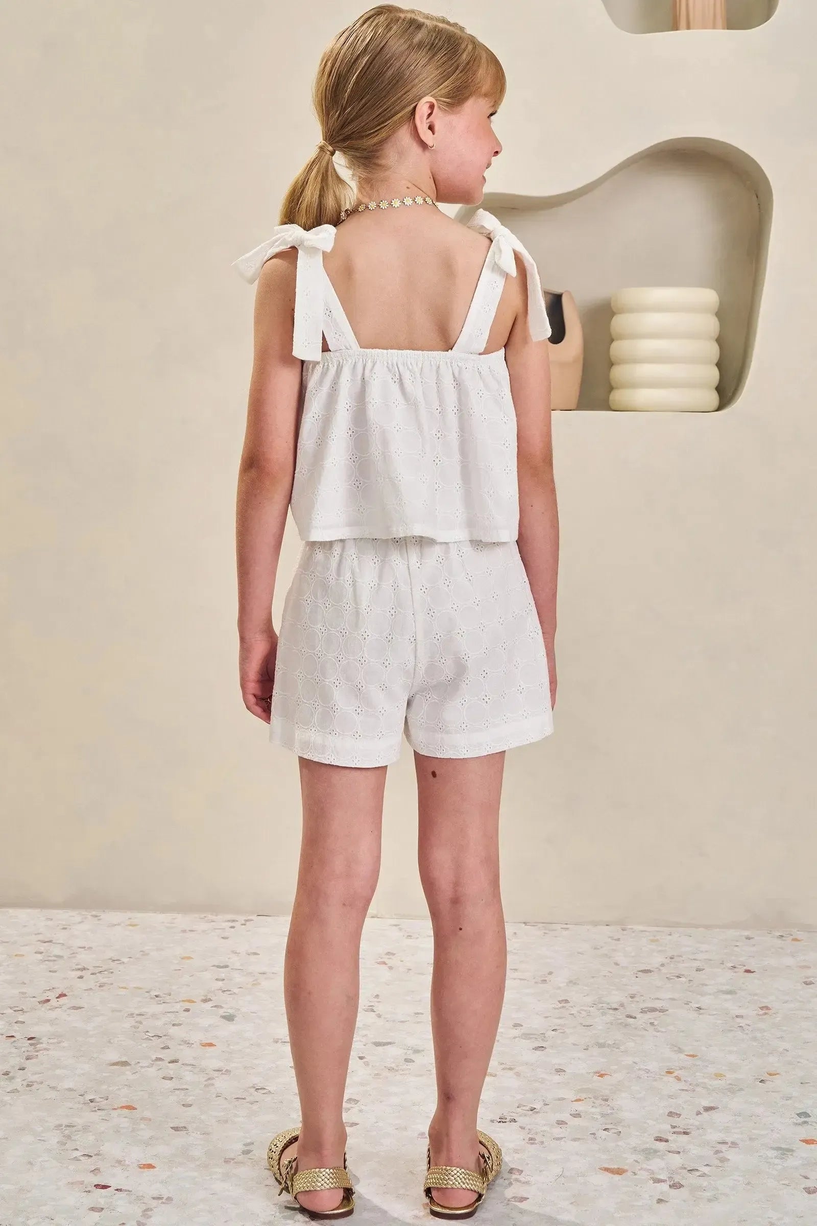 Conjunto de Blusa Boxy e Shorts em Laise Algodão 83977 Infanti Infantil Menina