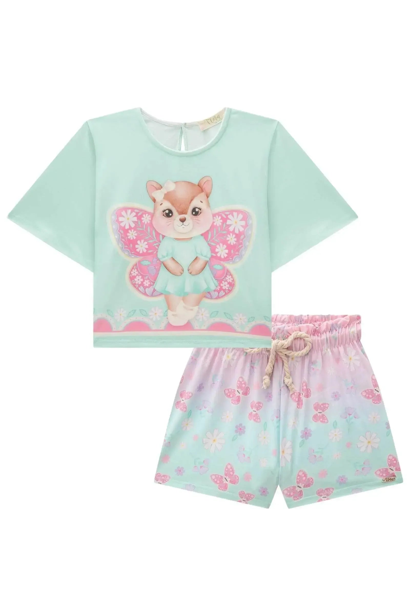 Conjunto de Blusa Boxy e Shorts em Malha Fresh 85155 Infanti Infantil Menina