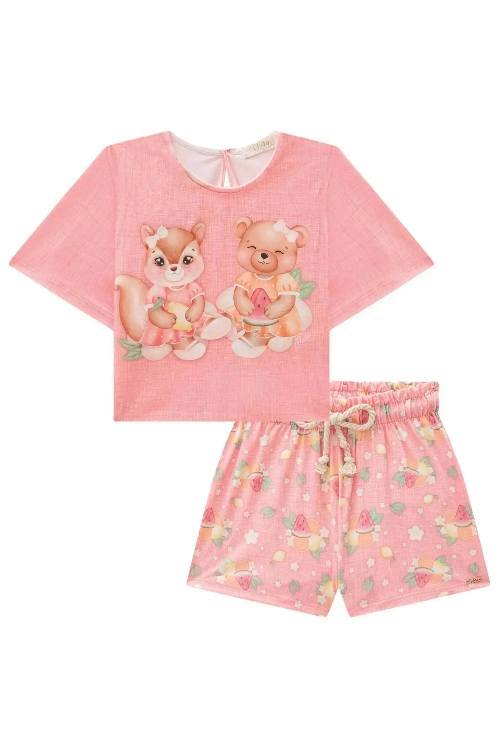 Conjunto de Blusa Boxy e Shorts em Malha Fresh 85155 Infanti Infantil Menina
