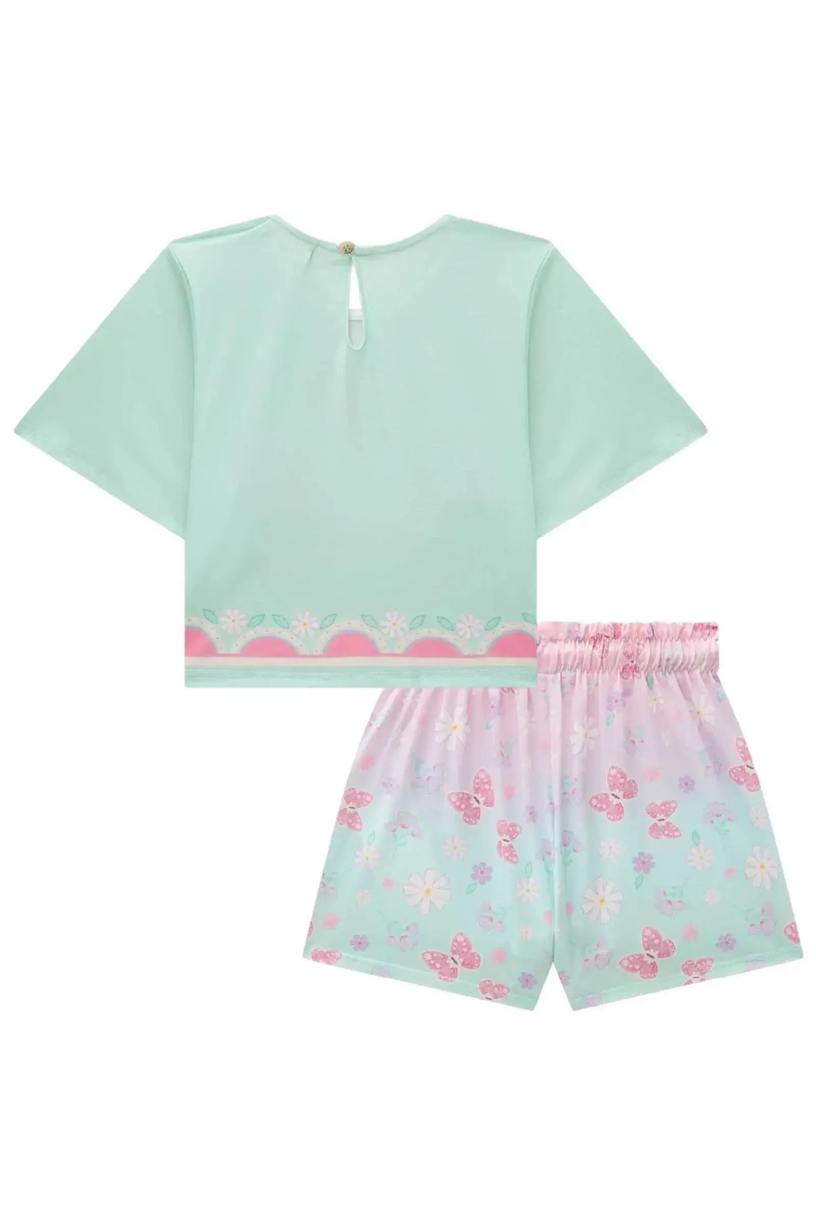 Conjunto de Blusa Boxy e Shorts em Malha Fresh 85155 Infanti Infantil Menina