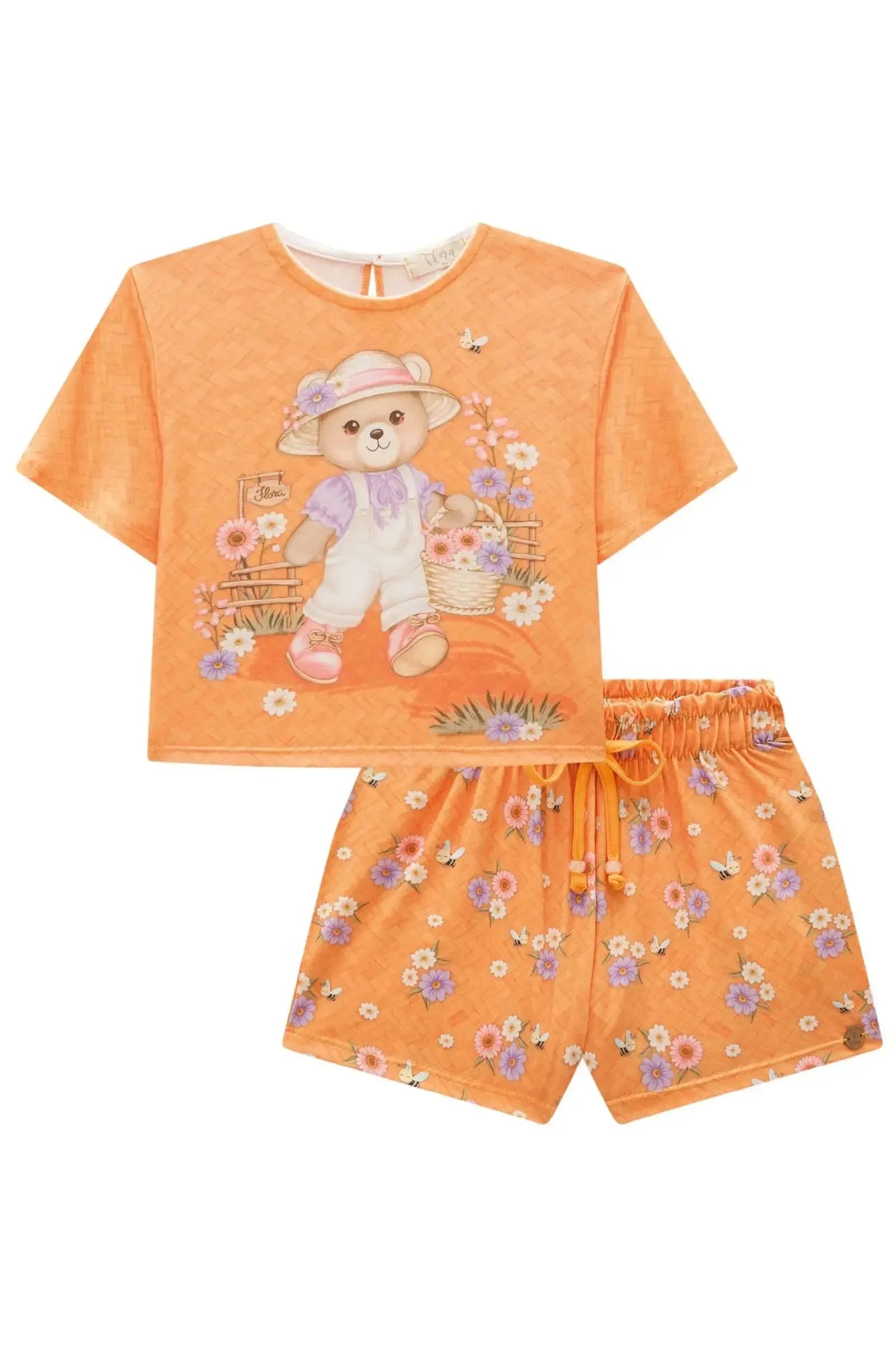Conjunto de Blusa Boxy e Shorts em Malha Fresh 85221 Infanti Infantil Menina